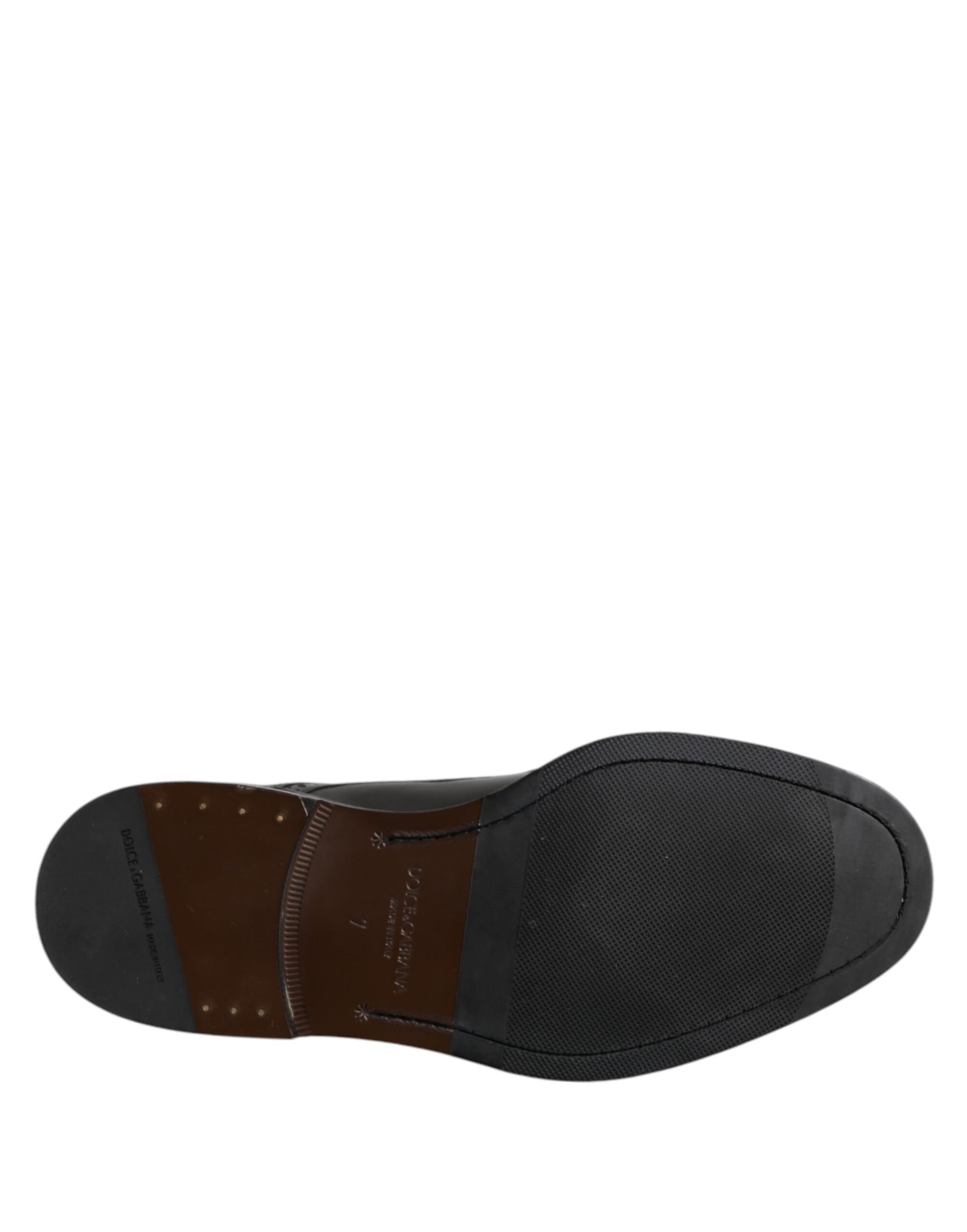 Dolce & Gabbana Black Leather Derby Wingtip Formal Shoes | Regal Royce