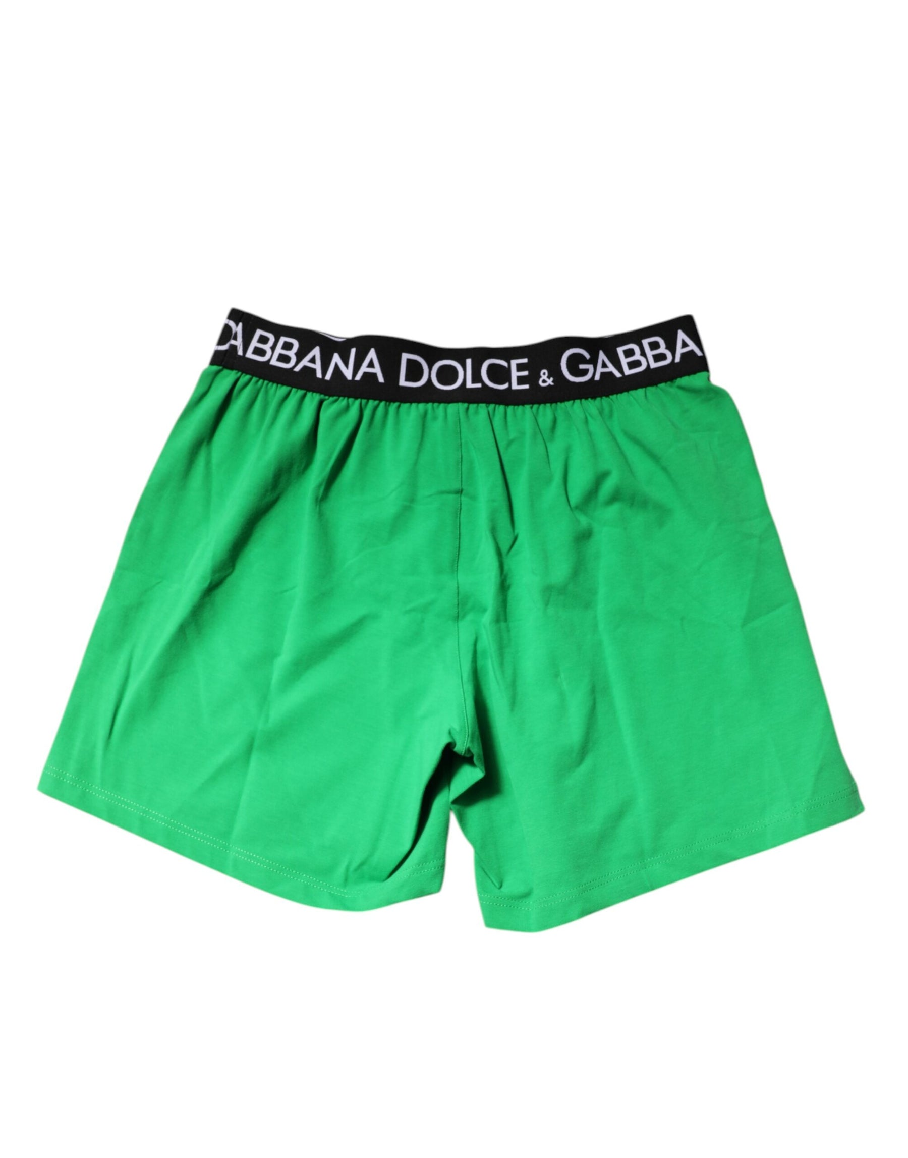 Dolce & Gabbana Green Cotton Regular Boxer Shorts Underwear | Regal Royce