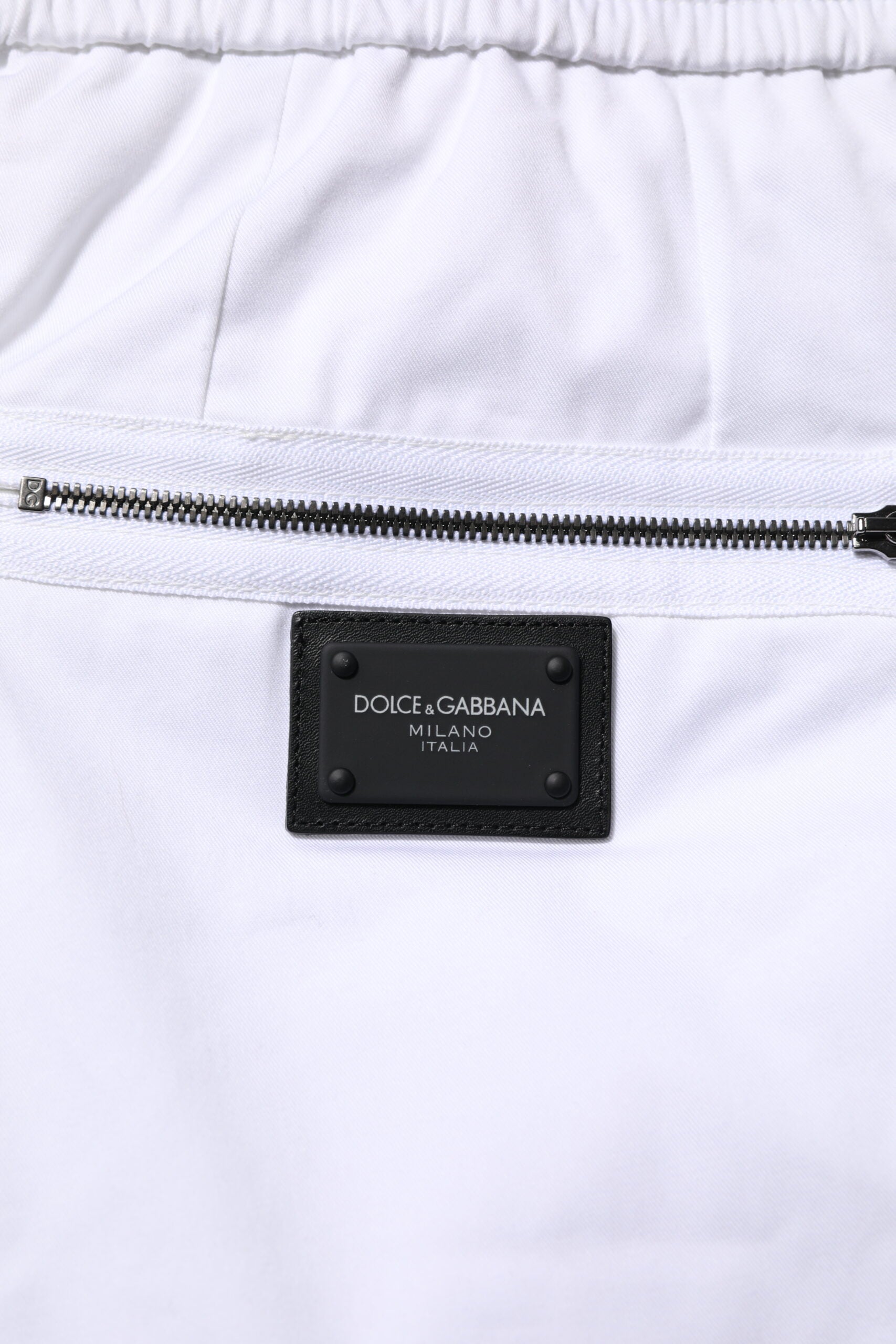 Dolce & Gabbana White Cotton Stretch Logo Men Jogger Pants
