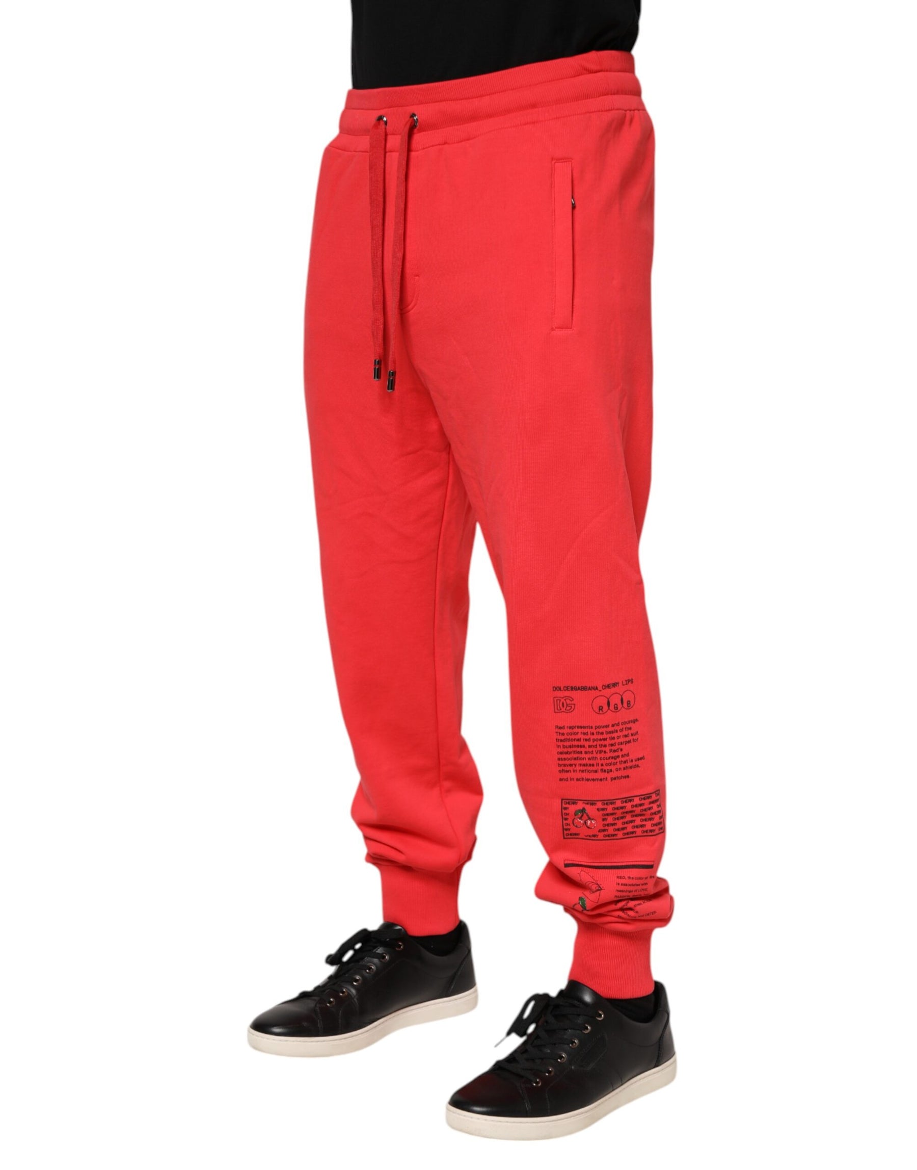 Dolce & Gabbana Red Cotton Men Jogger Sweatpants Pants | Regal Royce