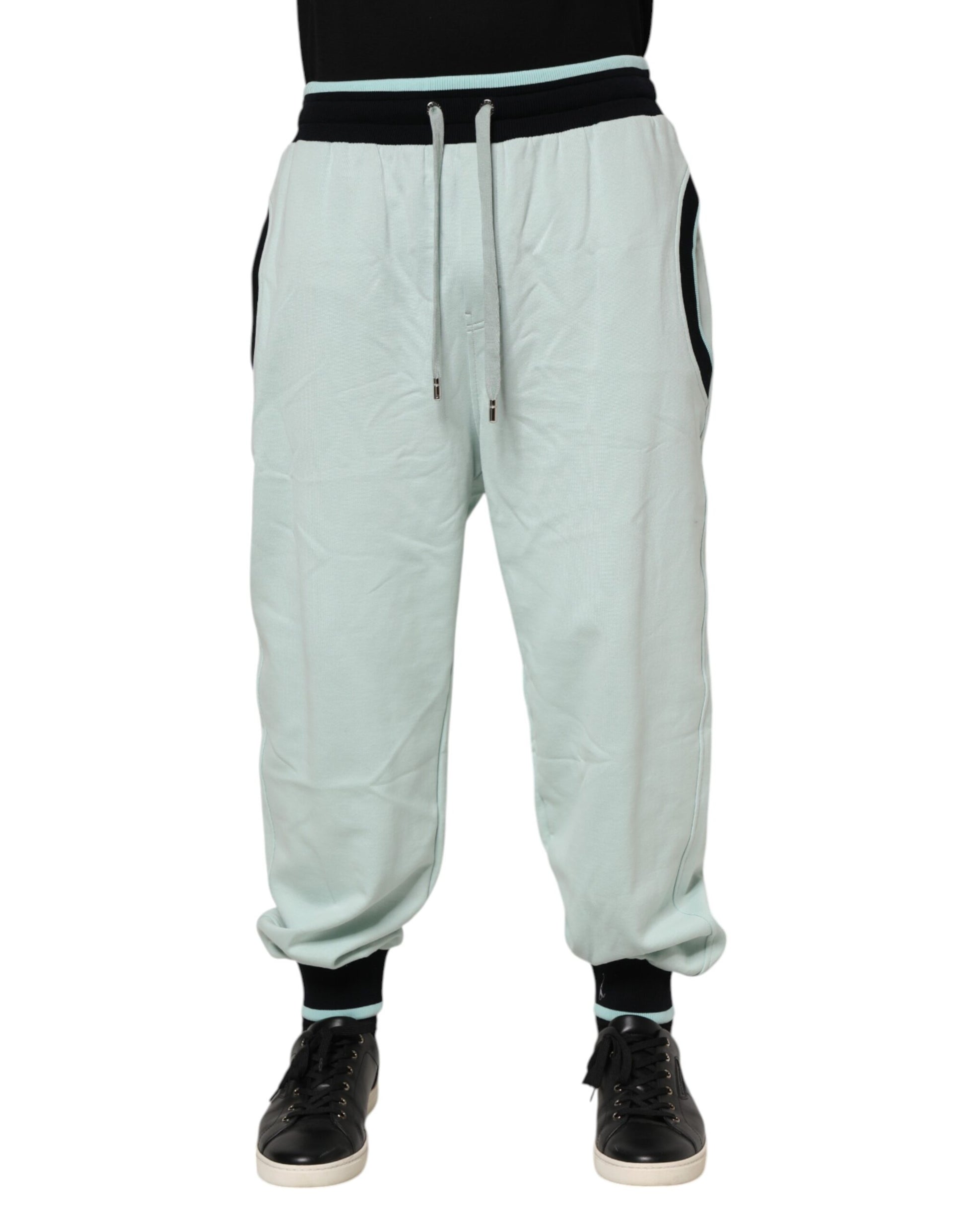 Dolce & Gabbana Light Green Cotton Men Jogger Sweatpants Pants