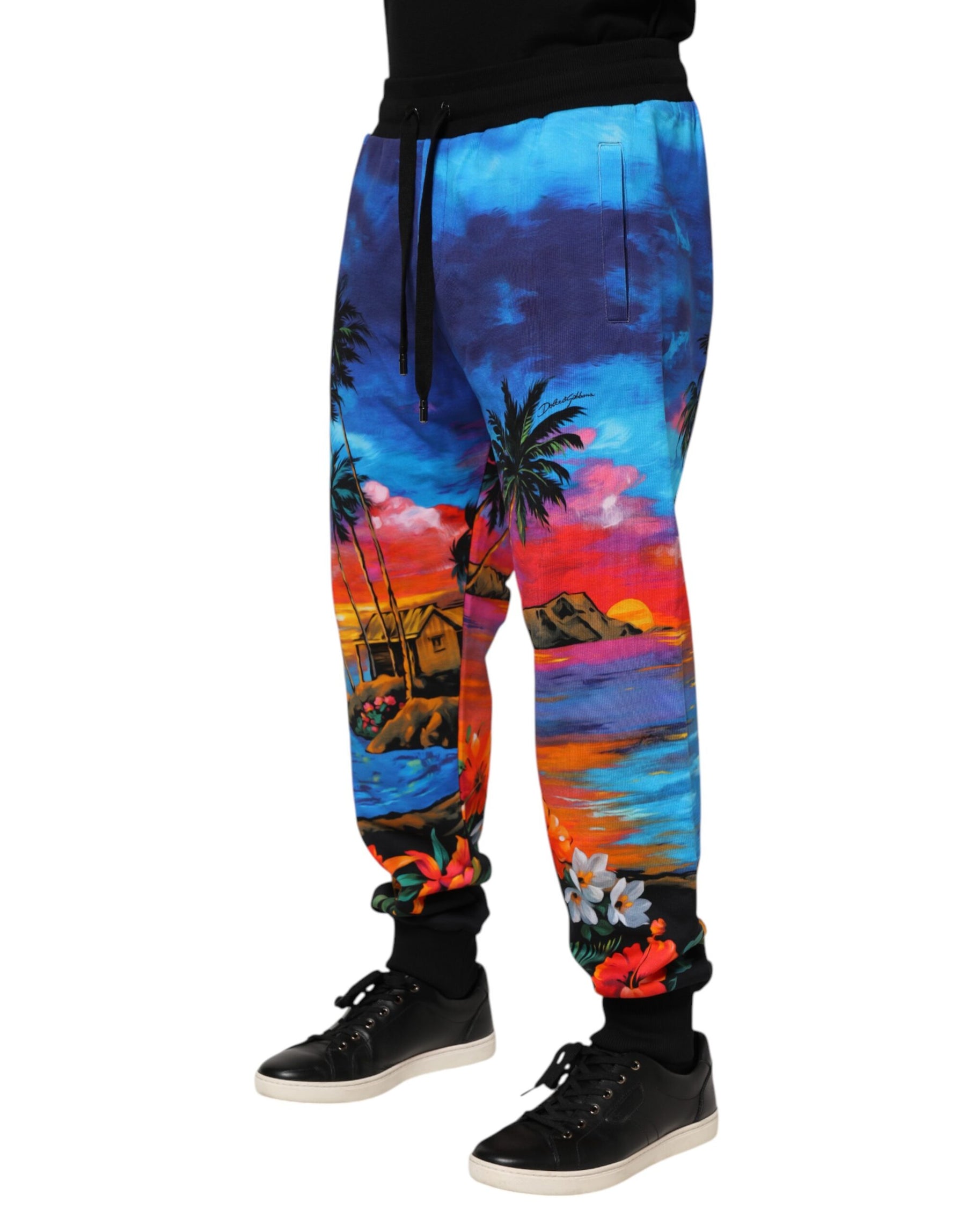 Dolce & Gabbana Blue Hawaiian Print Jogger Sweatpants Pants | Regal Royce
