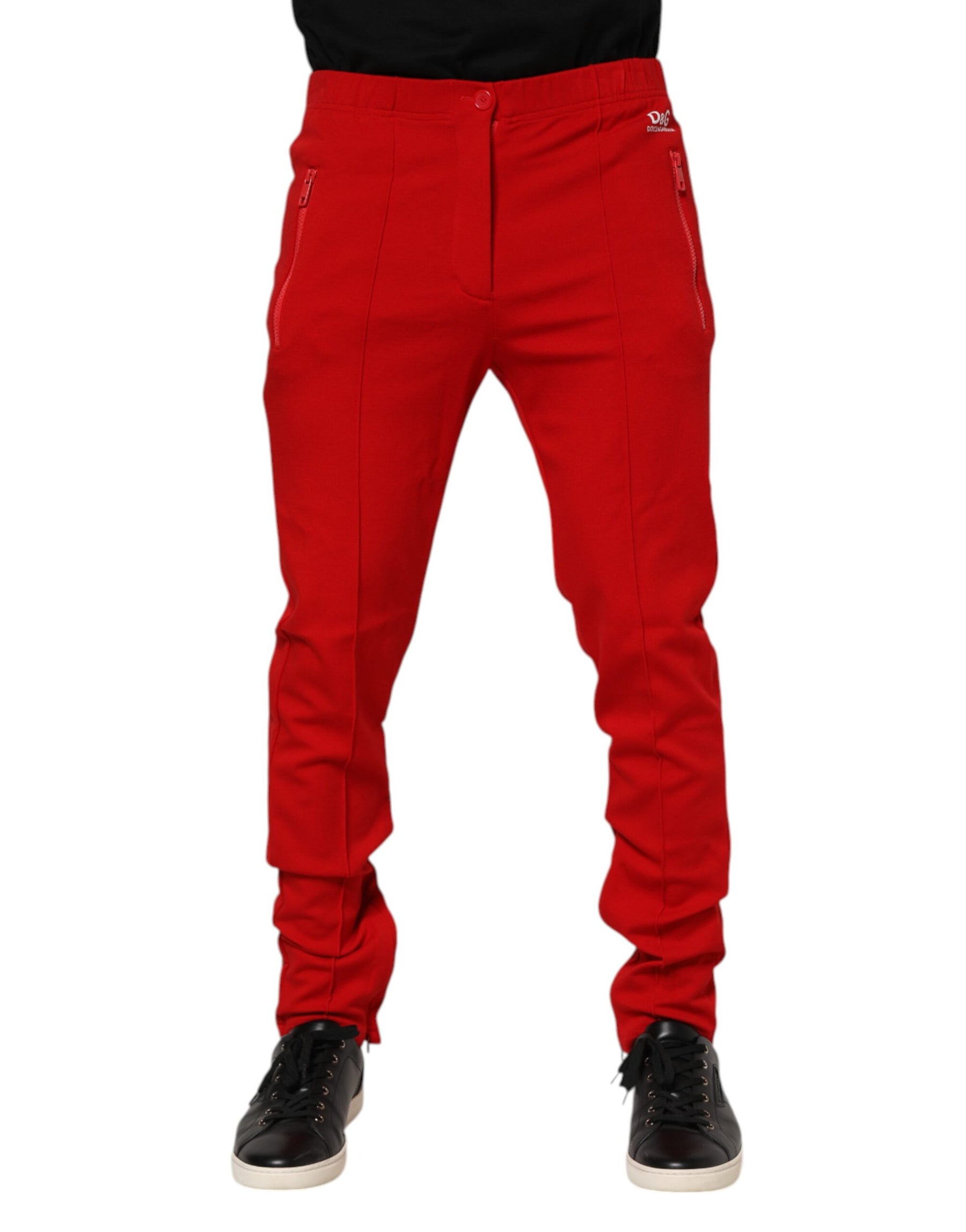 Dolce & Gabbana Red Viscose Logo Jogger Men Sweatpants Pants | Regal Royce