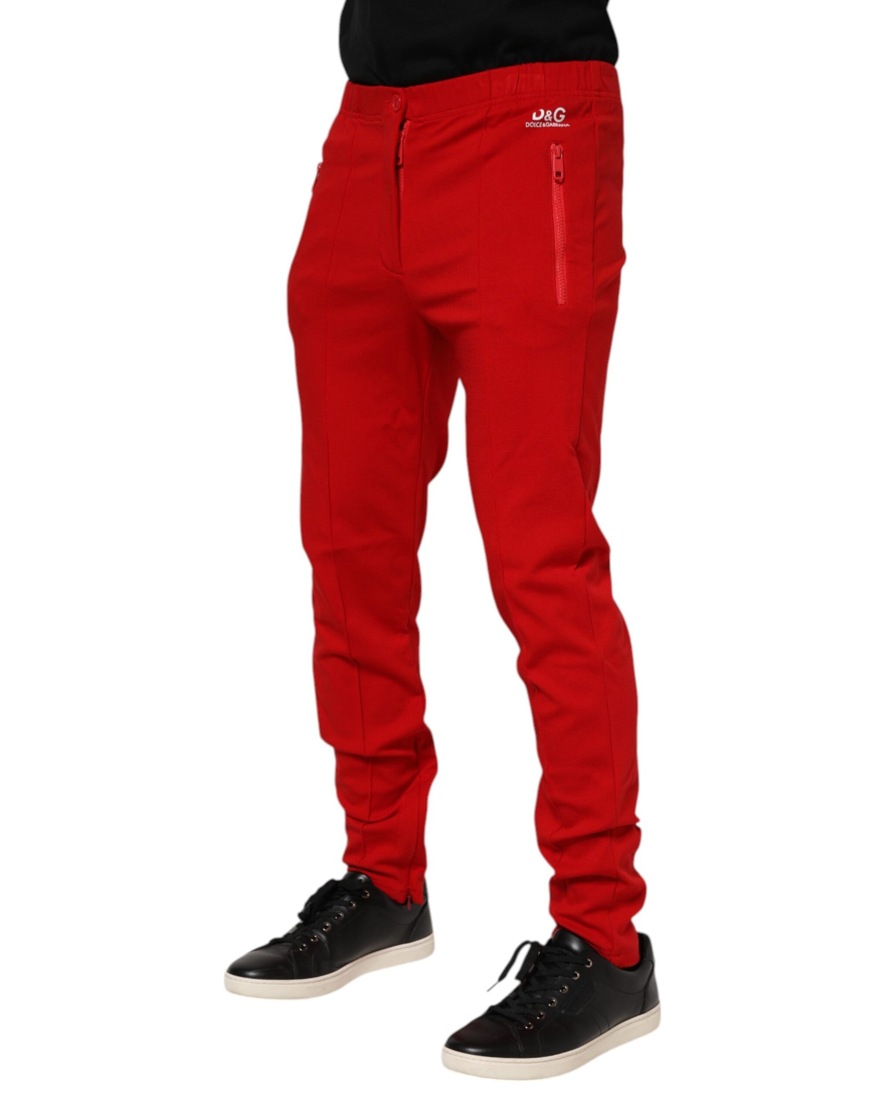 Dolce & Gabbana Red Viscose Logo Jogger Men Sweatpants Pants | Regal Royce