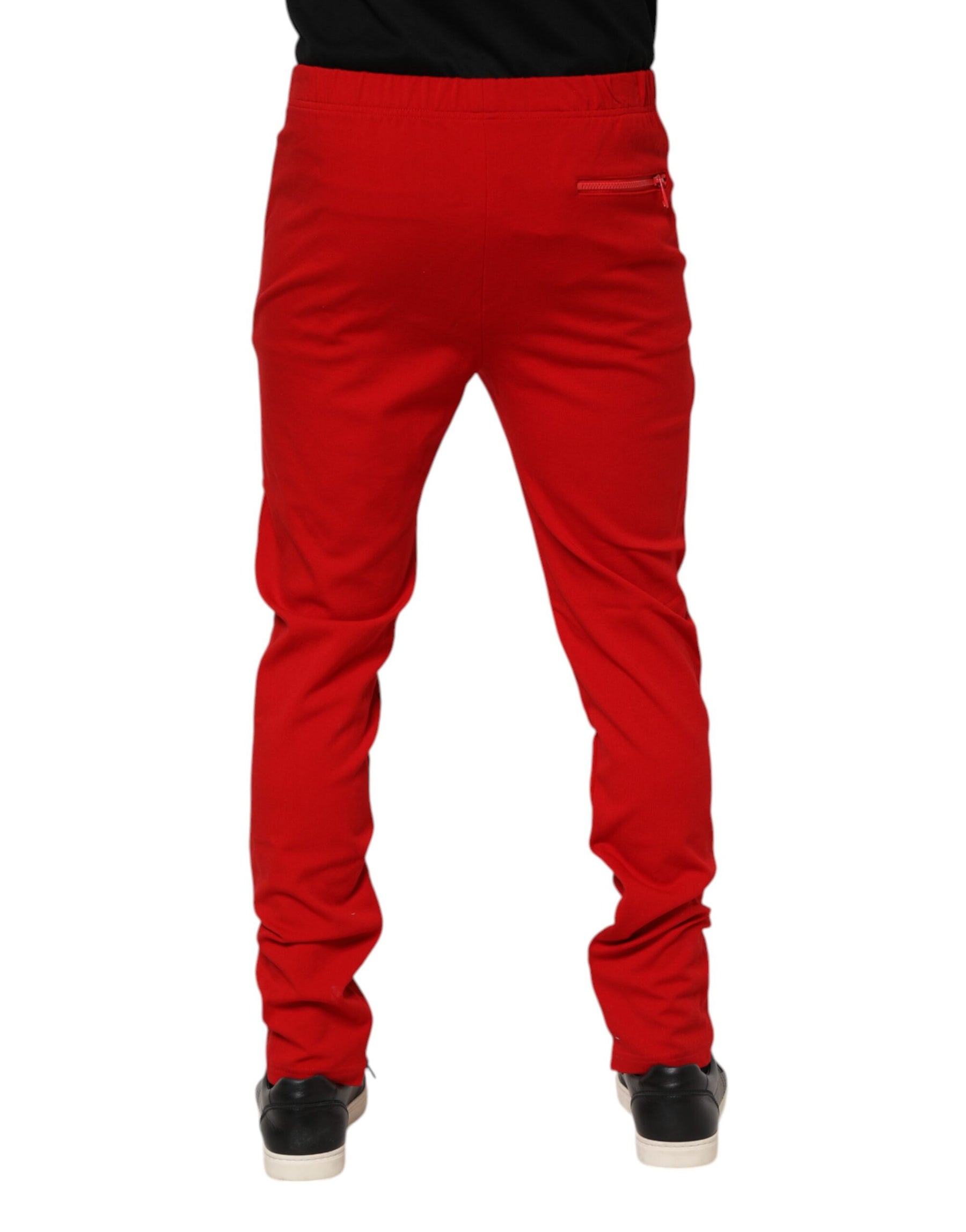 Dolce & Gabbana Red Viscose Logo Jogger Men Sweatpants Pants | Regal Royce