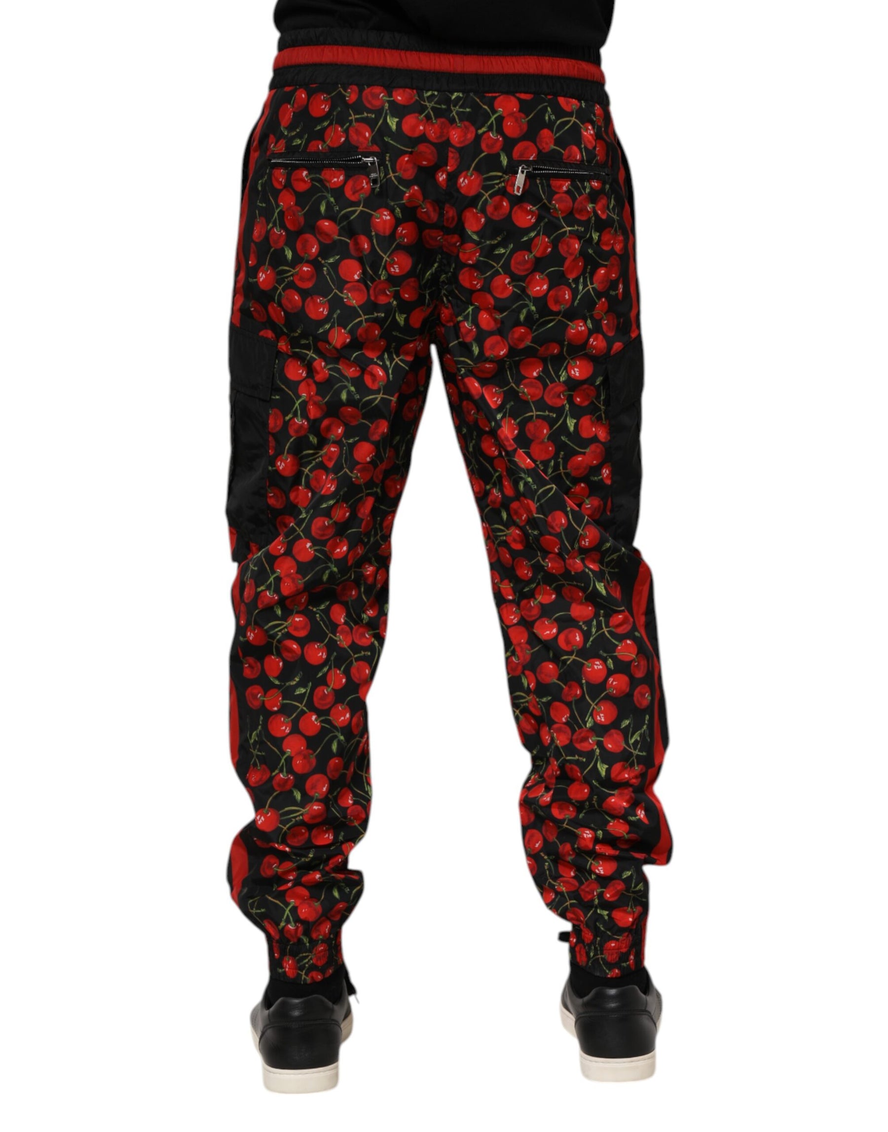 Dolce & Gabbana Black Red Cherry Print Men Sweatpants Pants | Regal Royce