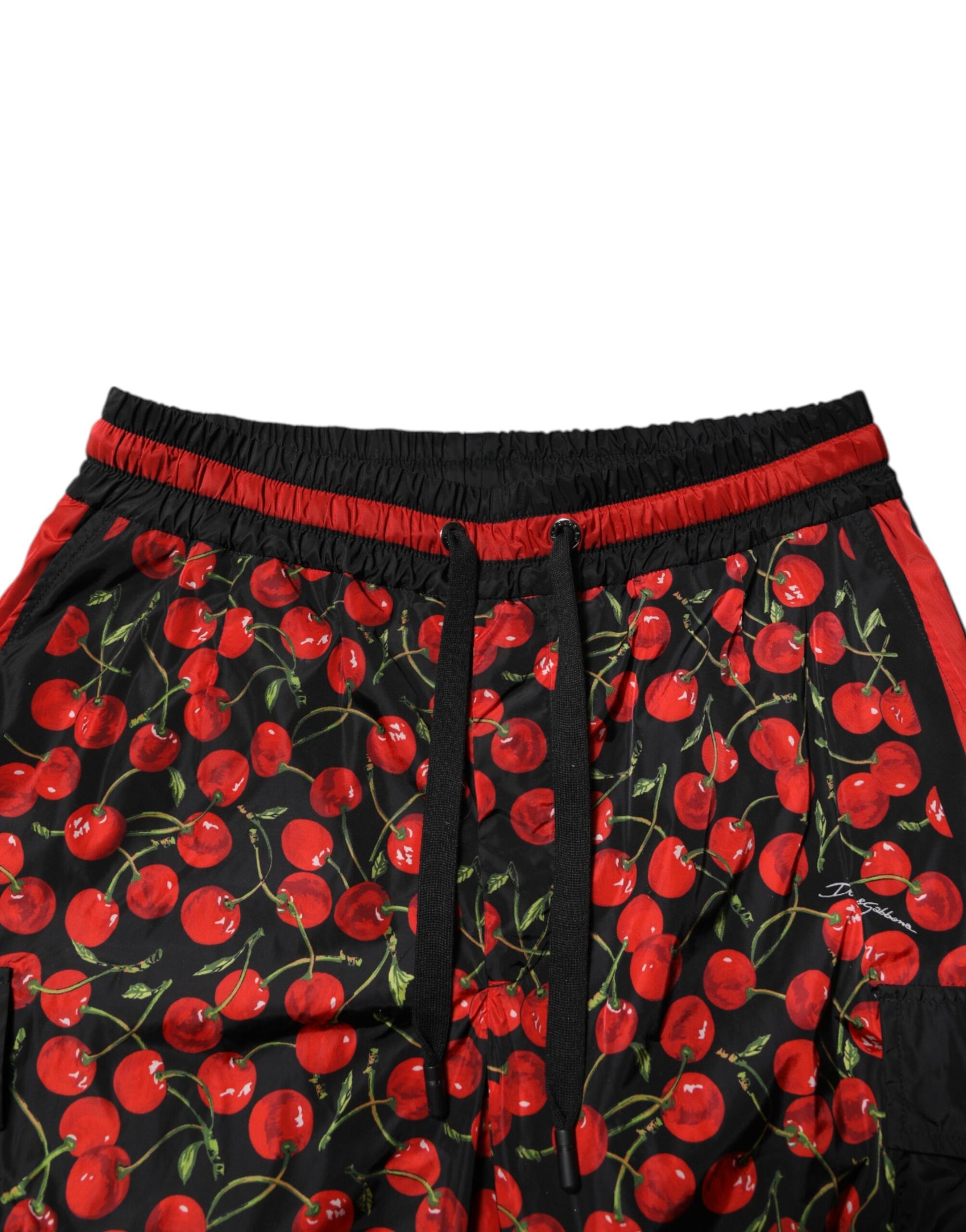 Dolce & Gabbana Black Red Cherry Print Men Sweatpants Pants | Regal Royce