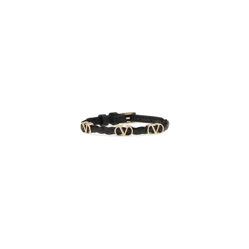 Valentino Garavani Black Calf Leather Bos Taurus Bracelet | Regal Royce