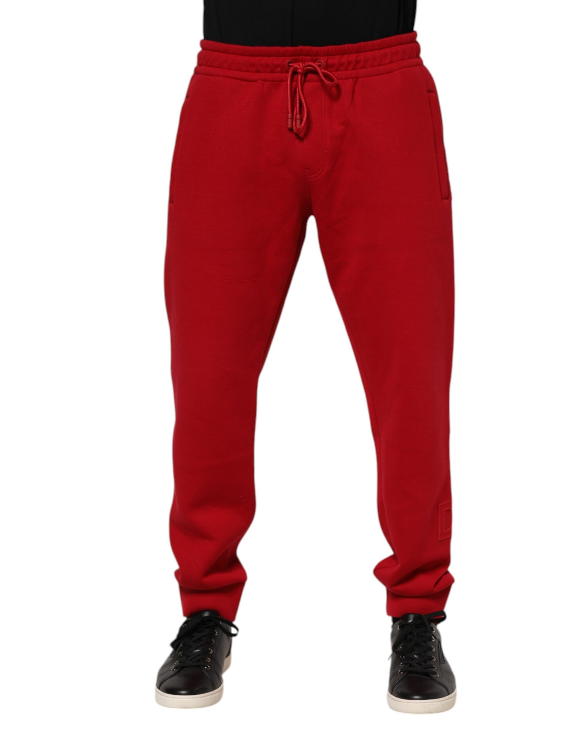Dolce & Gabbana Red Cotton Logo Jogger Men Sweatpants Pants