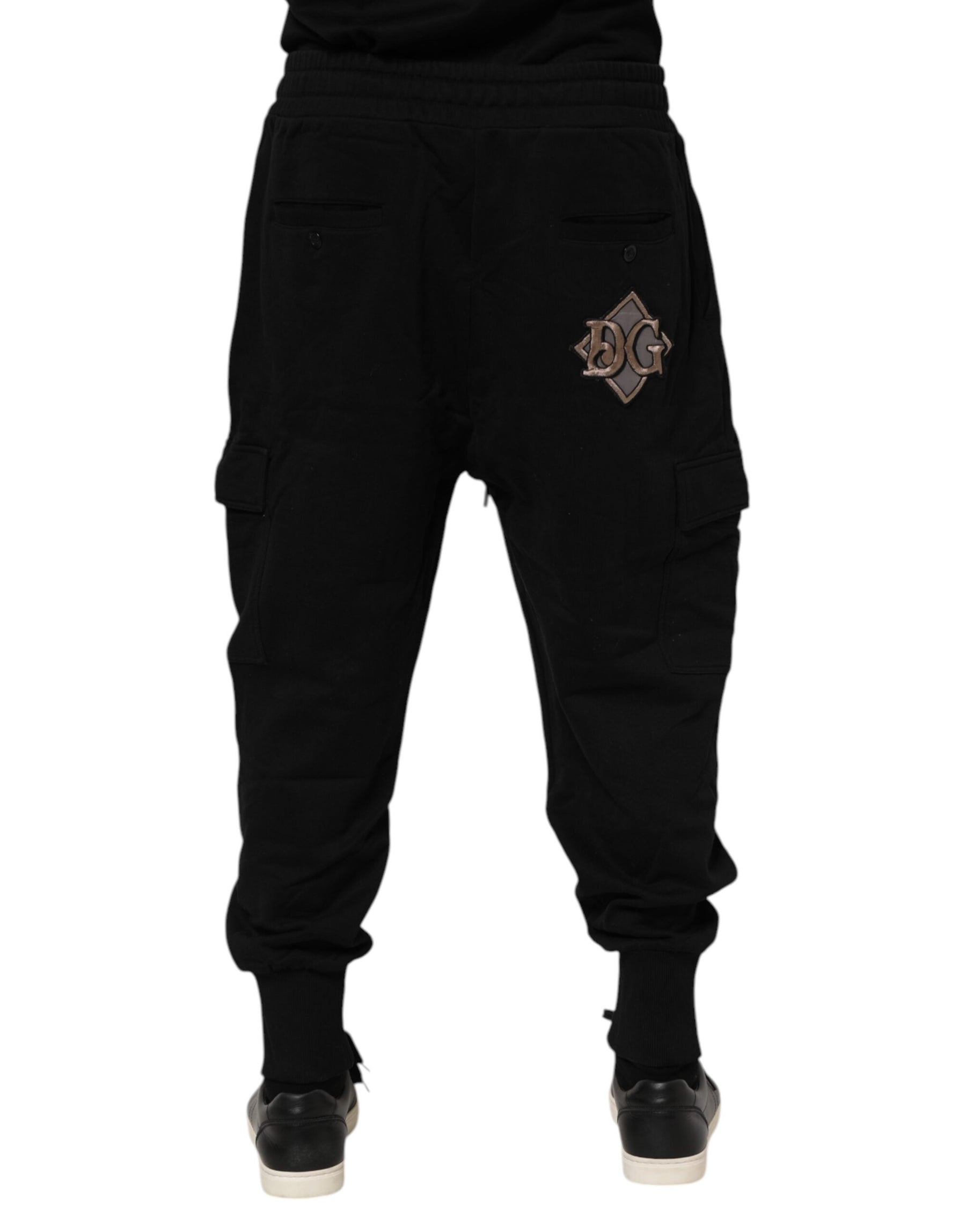 Dolce & Gabbana Black Cotton Logo Jogger Sweatpants Pants | Regal Royce