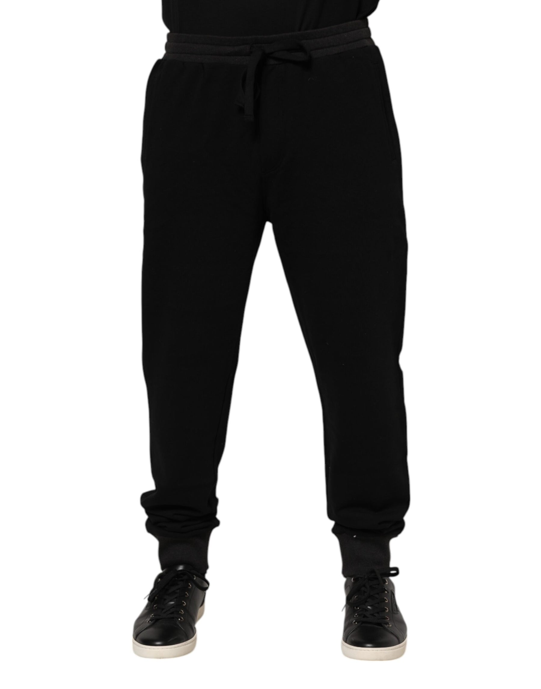 Dolce & Gabbana Black Cotton Crown Jogger Sweatpants Pants | Regal Royce