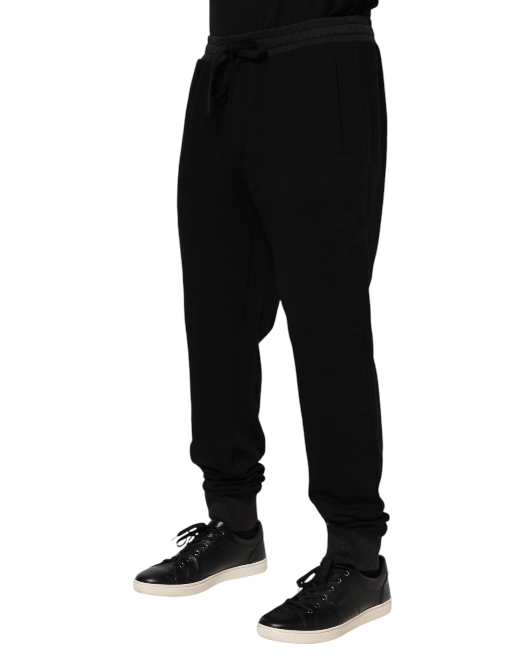 Dolce & Gabbana Black Cotton Crown Jogger Sweatpants Pants | Regal Royce
