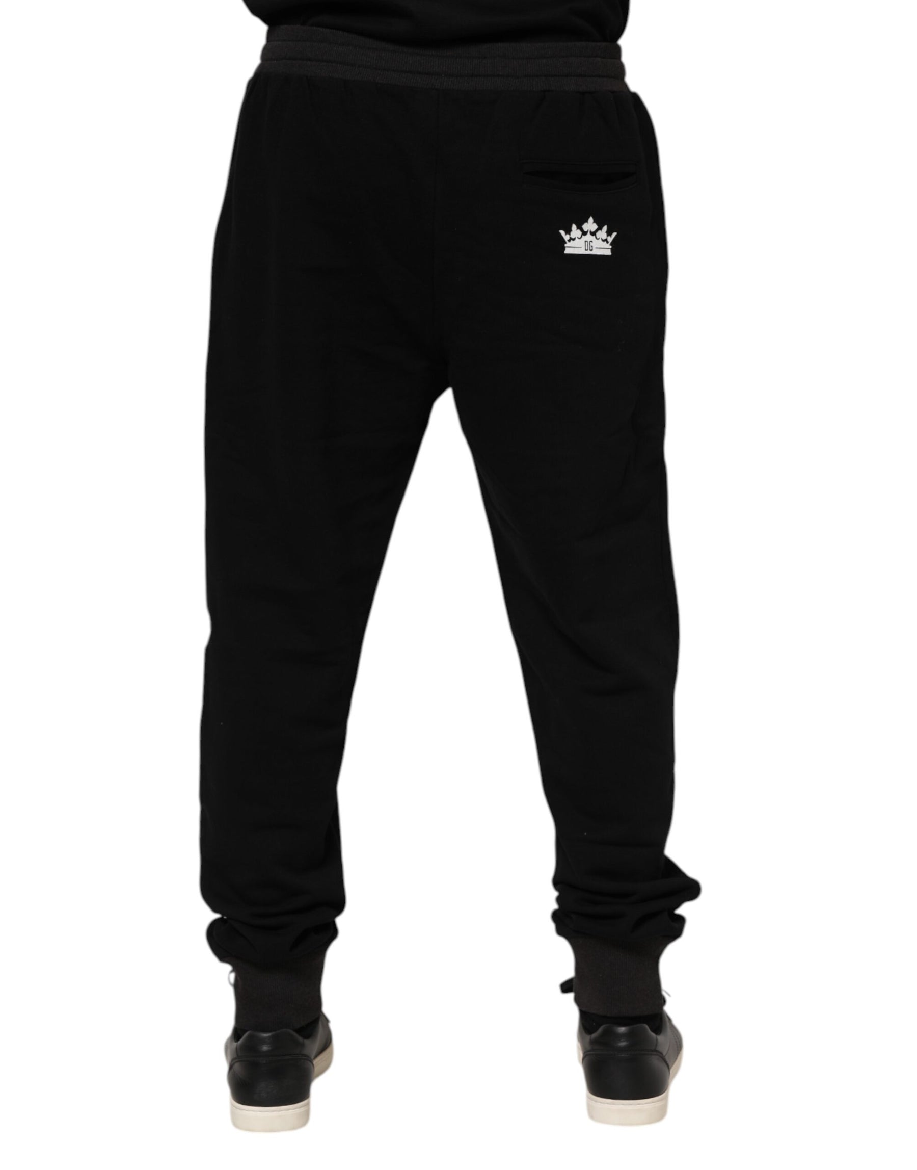 Dolce & Gabbana Black Cotton Crown Jogger Sweatpants Pants | Regal Royce