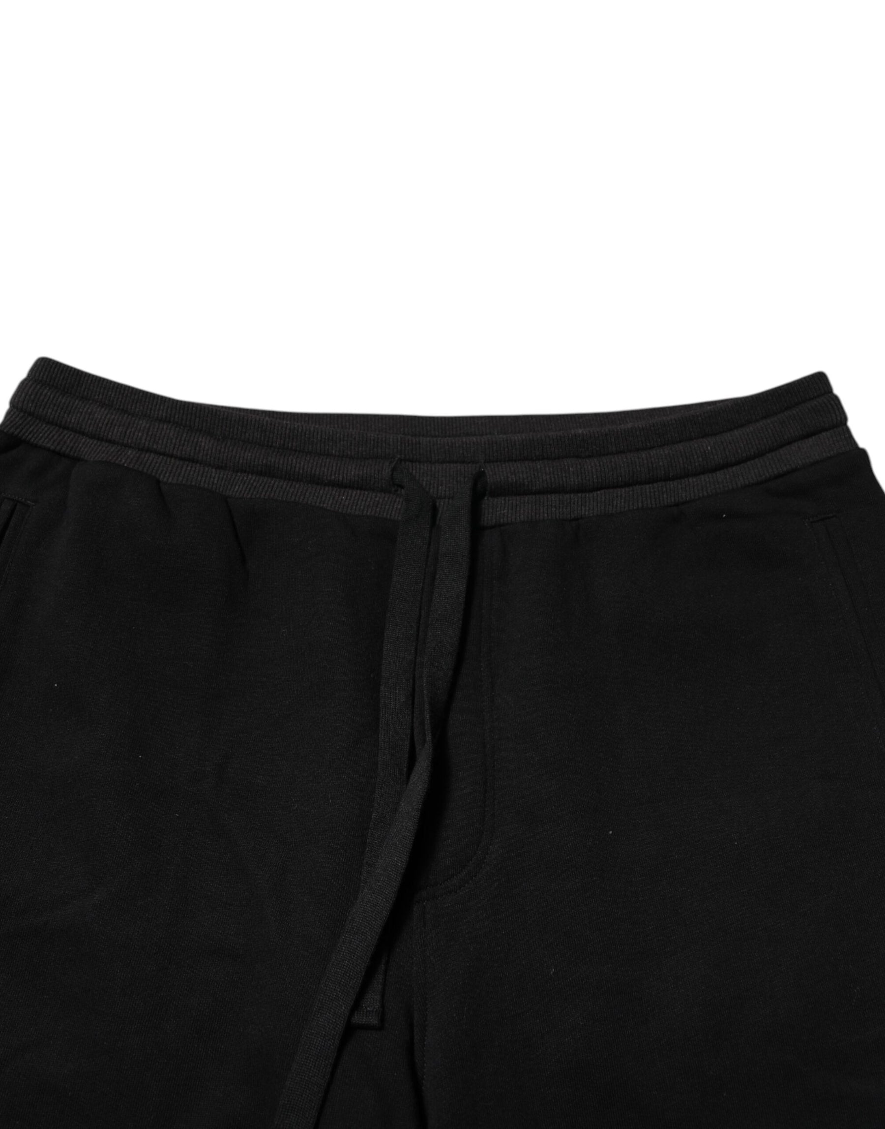 Dolce & Gabbana Black Cotton Crown Jogger Sweatpants Pants | Regal Royce