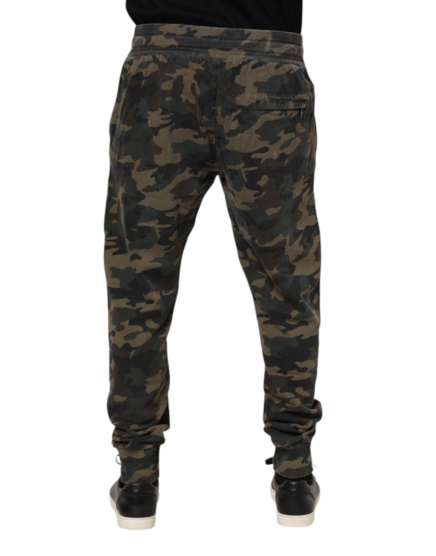 Dolce & Gabbana Brown Camouflage Cotton Men Jogger Pants | Regal Royce