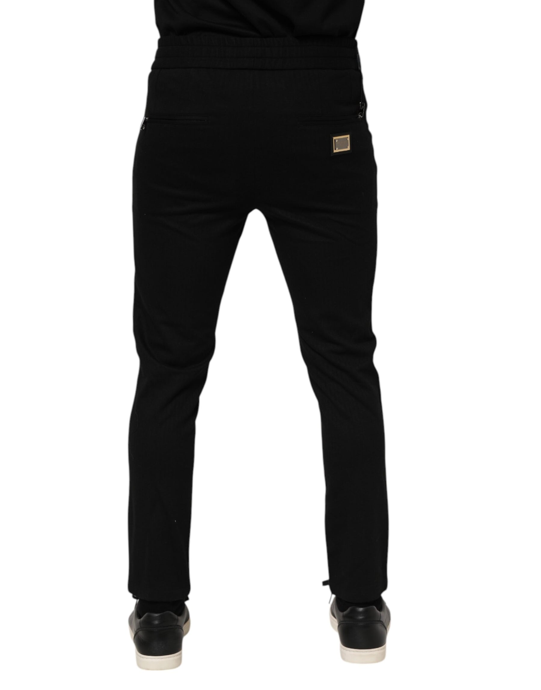 Dolce & Gabbana Black Viscose Drawstring Men Jogger Pants | Regal Royce