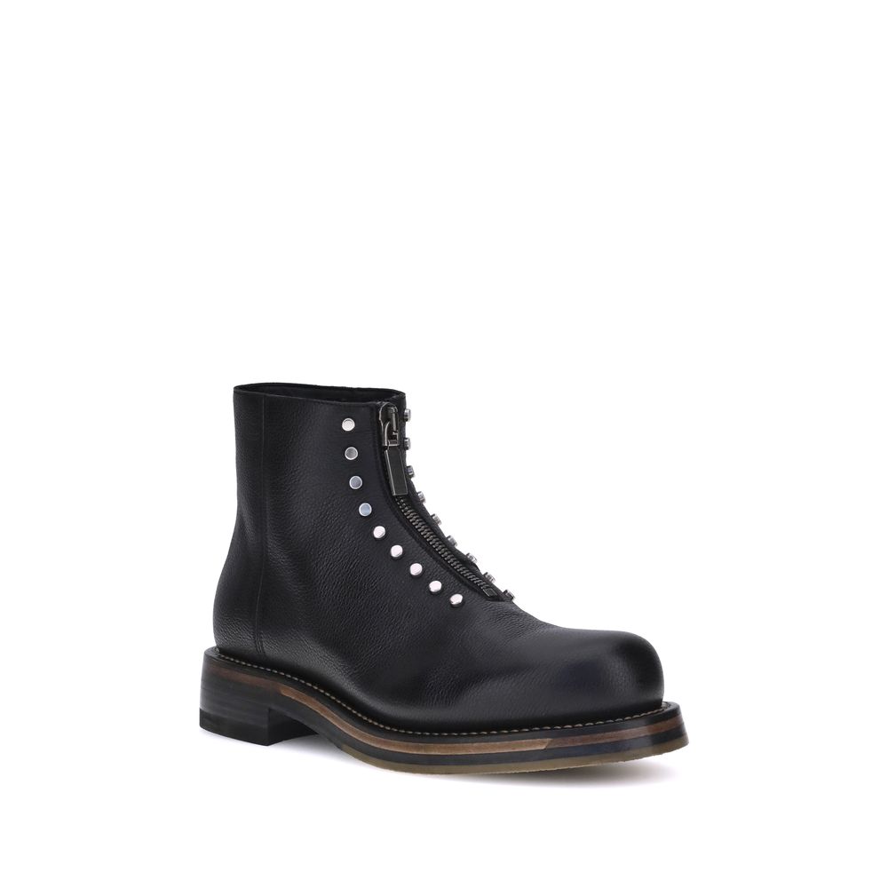 Alexander McQueen Black Calf Leather Bos Taurus Ankle Boots | Regal Royce
