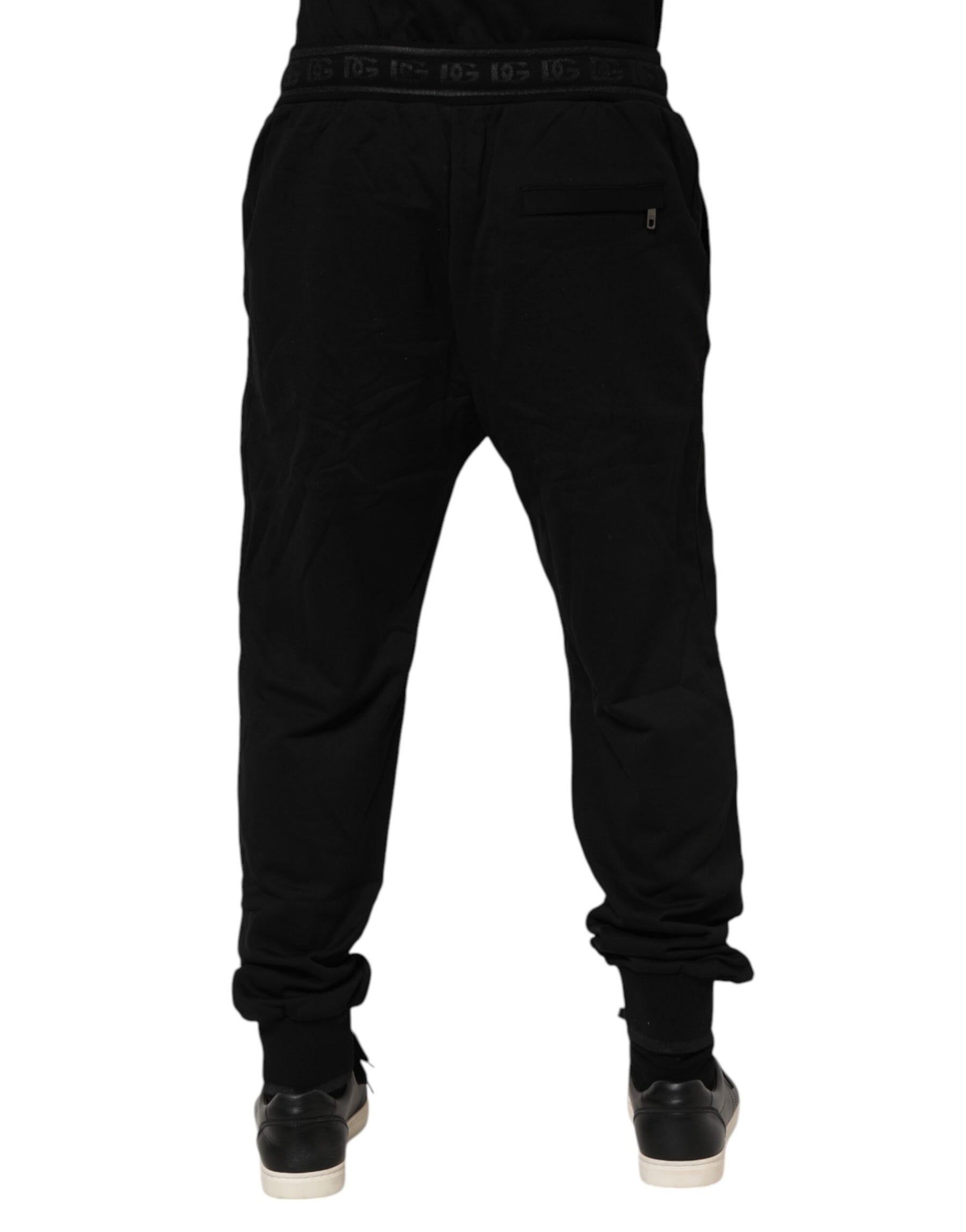 Dolce & Gabbana Black Cotton Drawstring Jogger Pants | Regal Royce