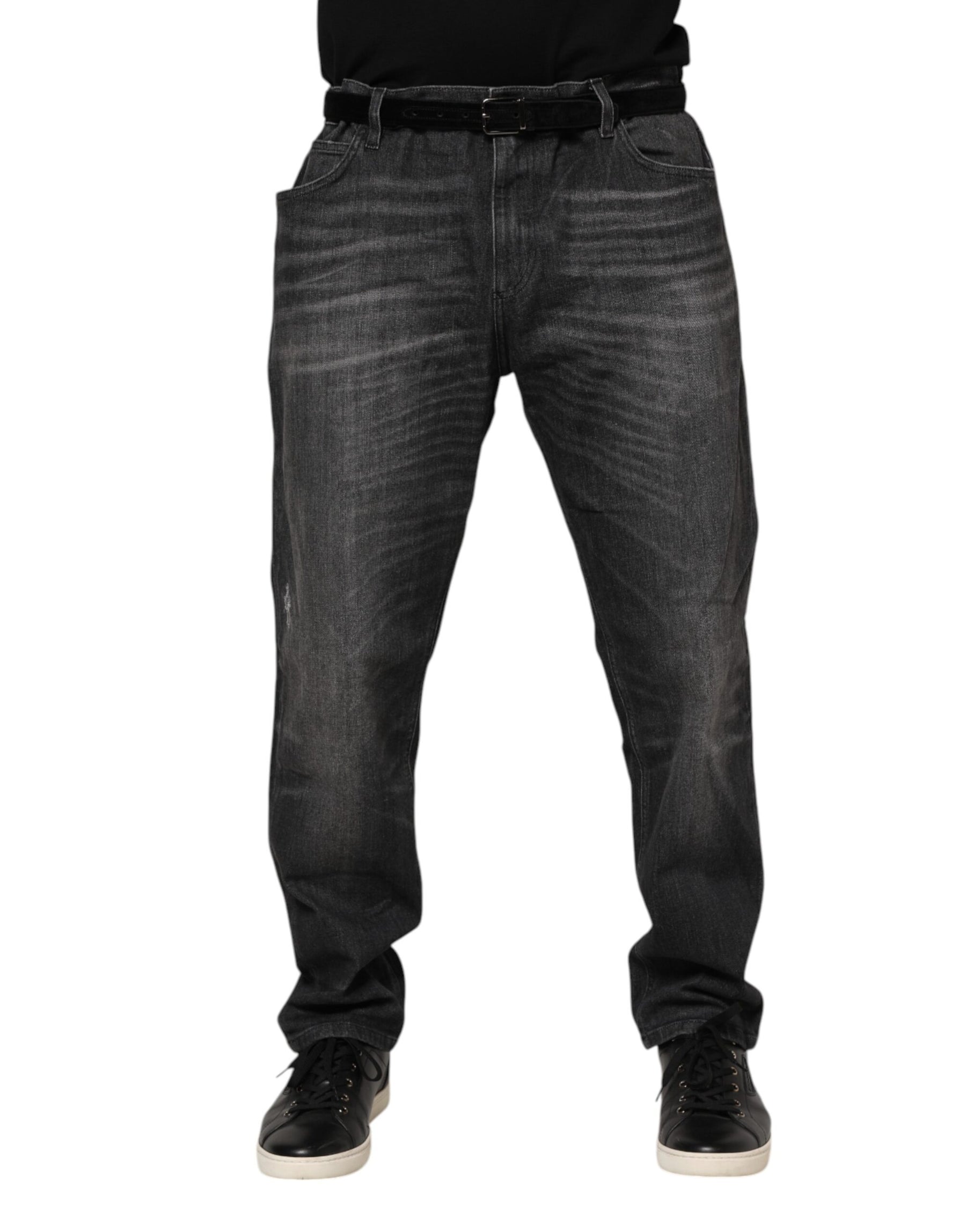 Dolce & Gabbana Gray Washed Cotton Loose Denim Jeans | Regal Royce