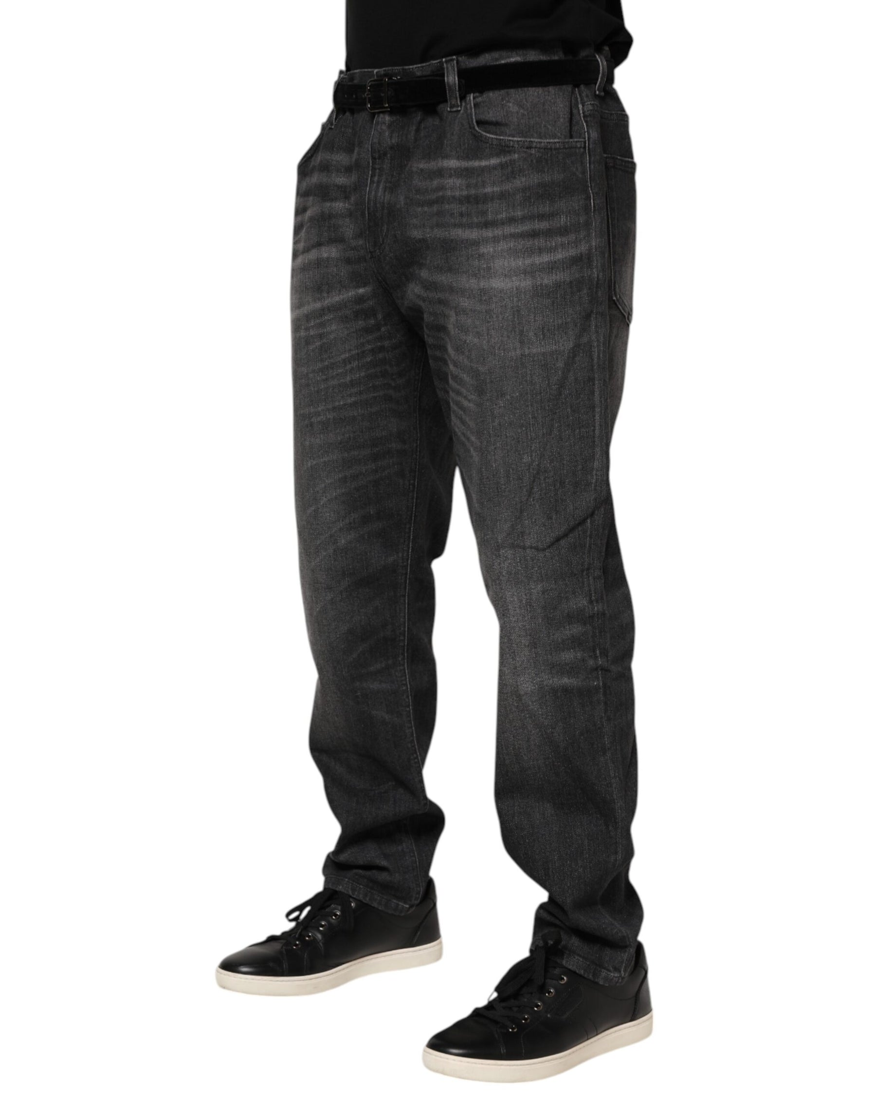 Dolce & Gabbana Gray Washed Cotton Loose Denim Jeans | Regal Royce