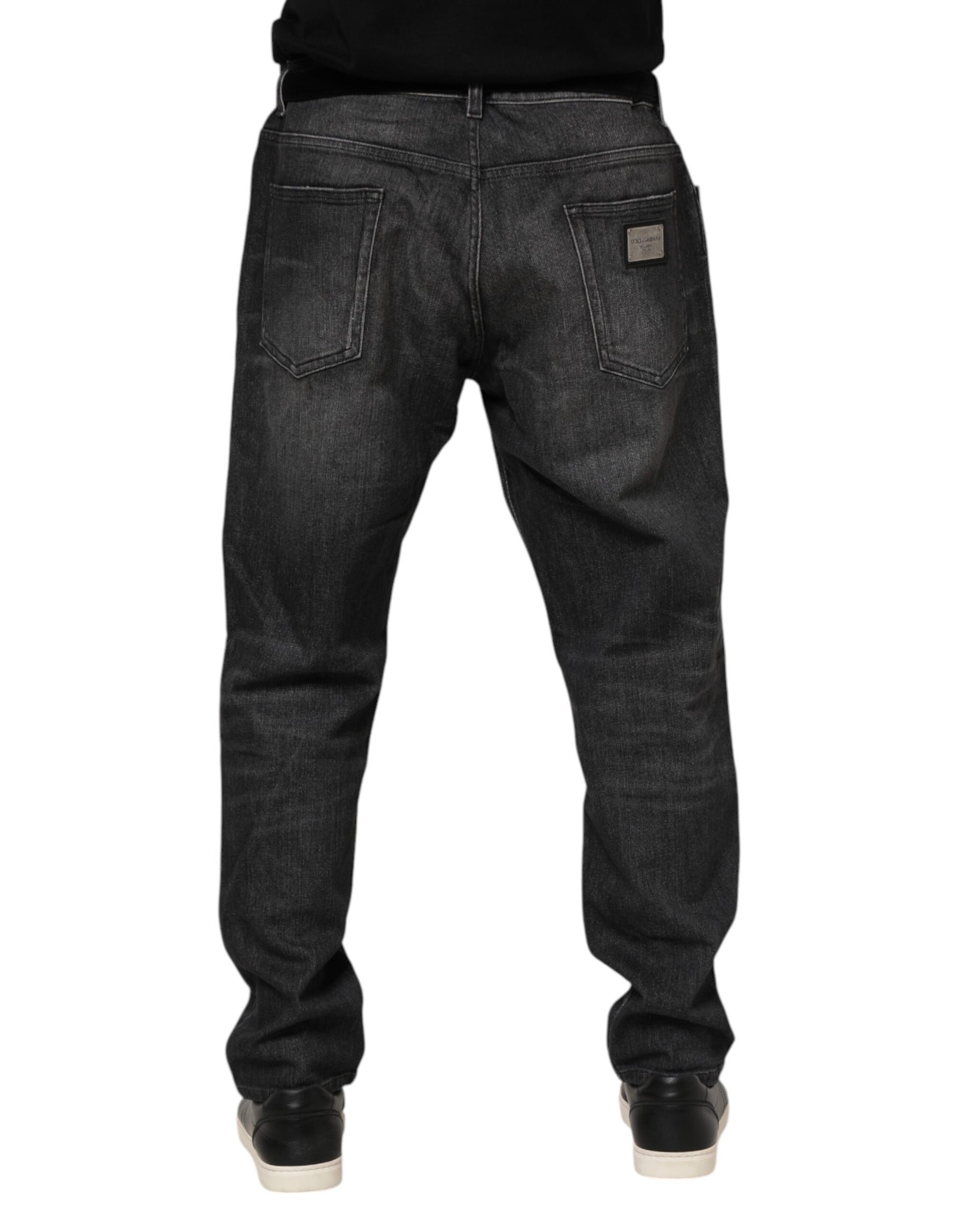 Dolce & Gabbana Gray Washed Cotton Loose Denim Jeans | Regal Royce