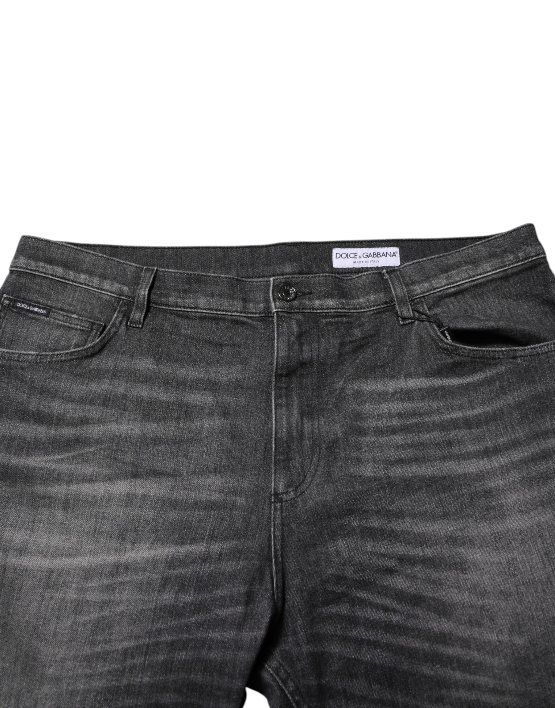 Dolce & Gabbana Gray Washed Cotton Loose Denim Jeans | Regal Royce