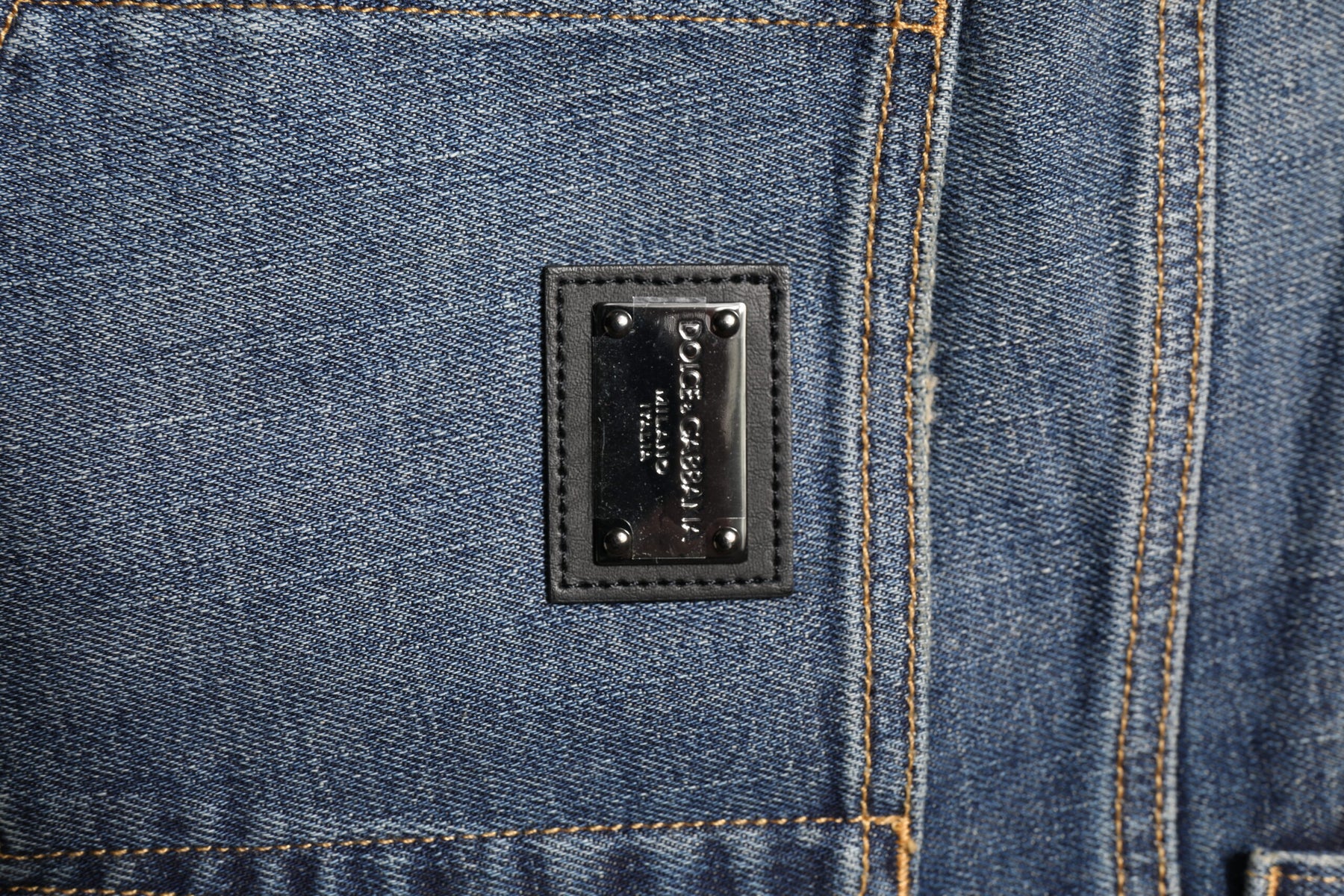 Dolce & Gabbana Blue Washed Skinny Logo Plaque Men Denim Jeans | Regal Royce