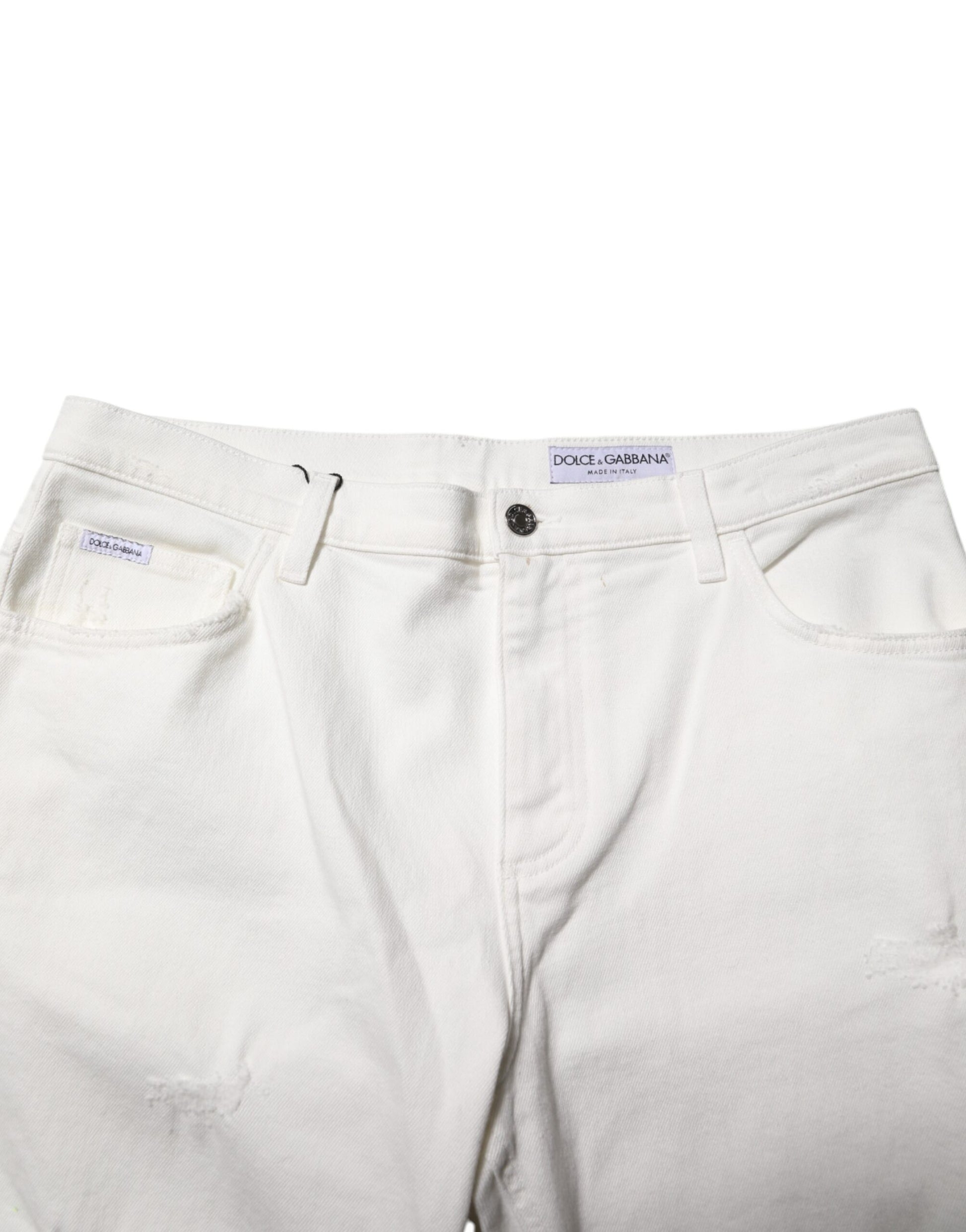 Dolce & Gabbana White Cotton Loose Men Denim Jeans