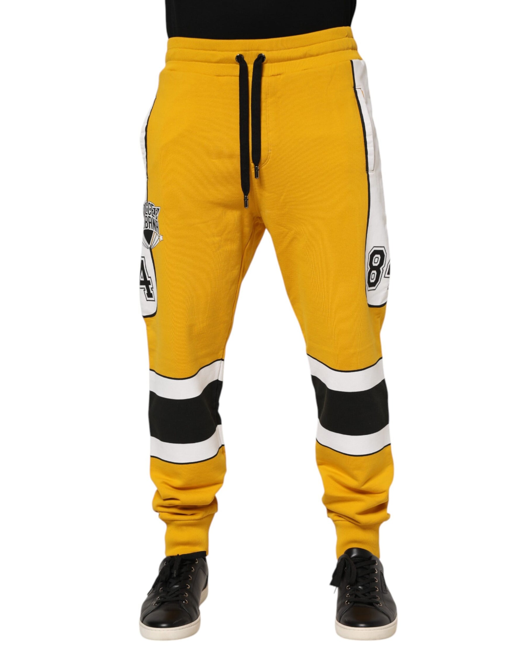 Dolce & Gabbana Yellow Printed Drawstring Jogger Pants | Regal Royce