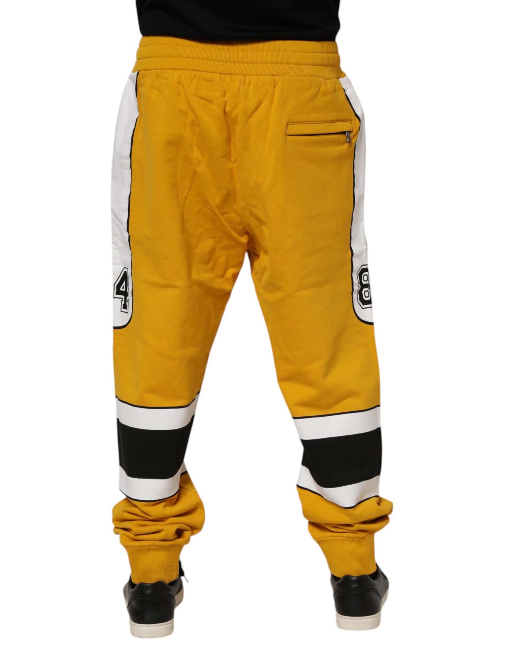 Dolce & Gabbana Yellow Cotton Logo Drawstring Jogger Sweatpants Pants | Regal Royce