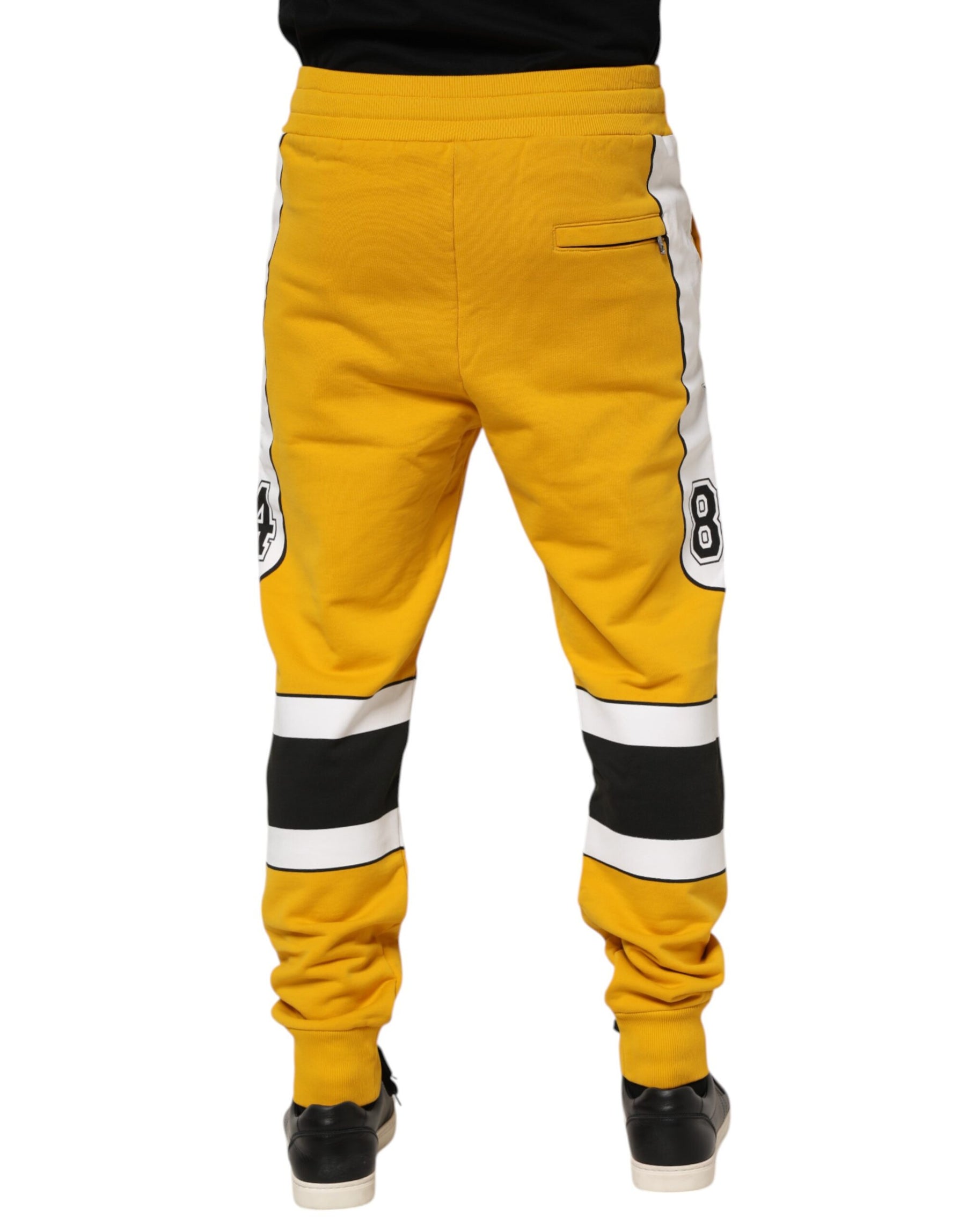 Dolce & Gabbana Yellow Print Cotton Drawstring Jogger Pants | Regal Royce