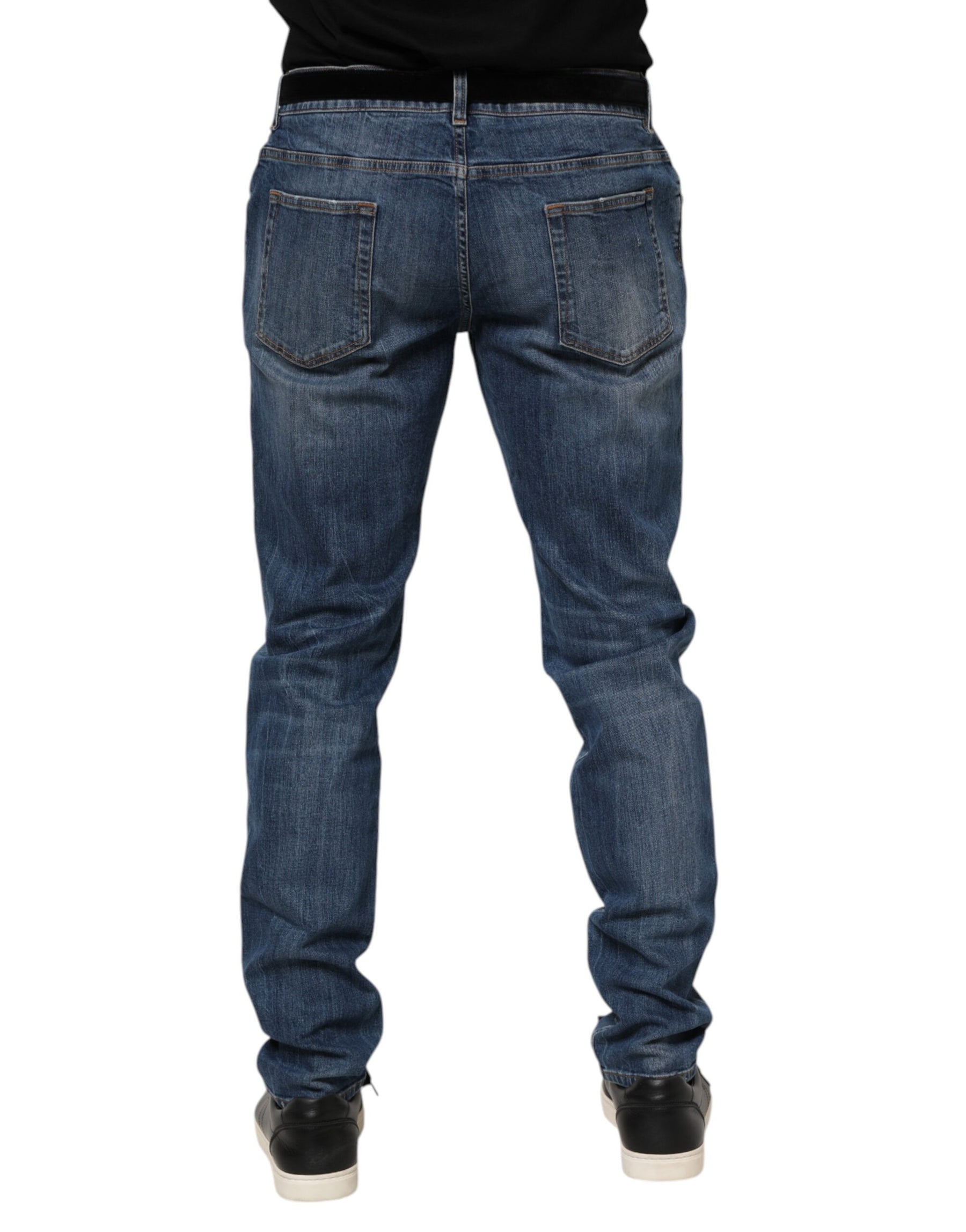 Dolce & Gabbana Blue Logo Embroidery Denim Jeans | Regal Royce