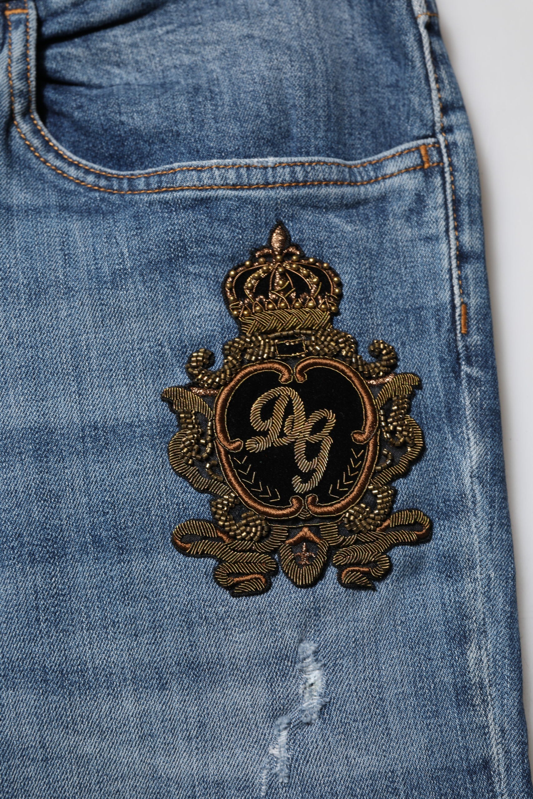 Dolce & Gabbana Blue Logo Embroidery Denim Jeans