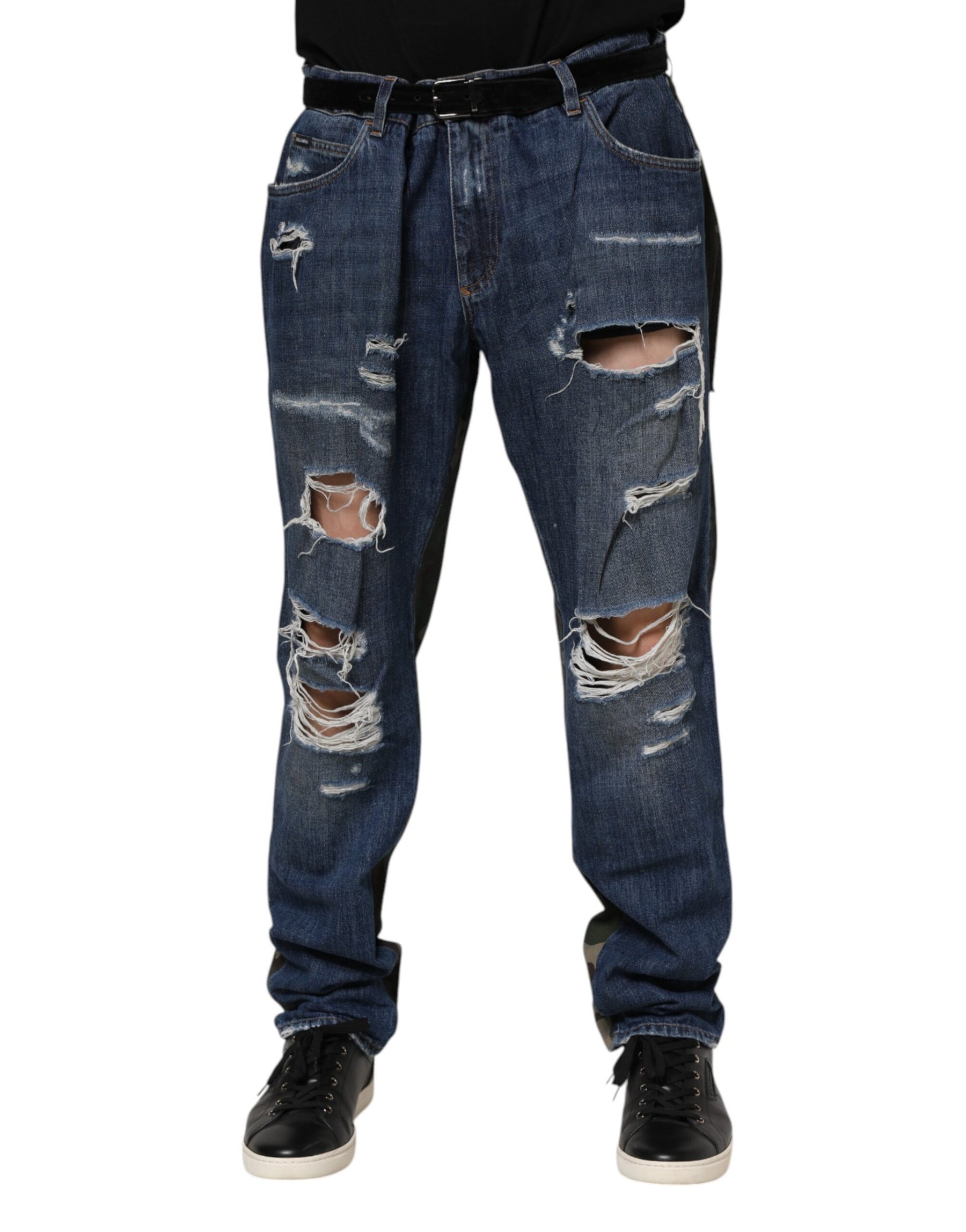 Dolce & Gabbana Blue Cotton Camouflage Denim Jeans | Regal Royce