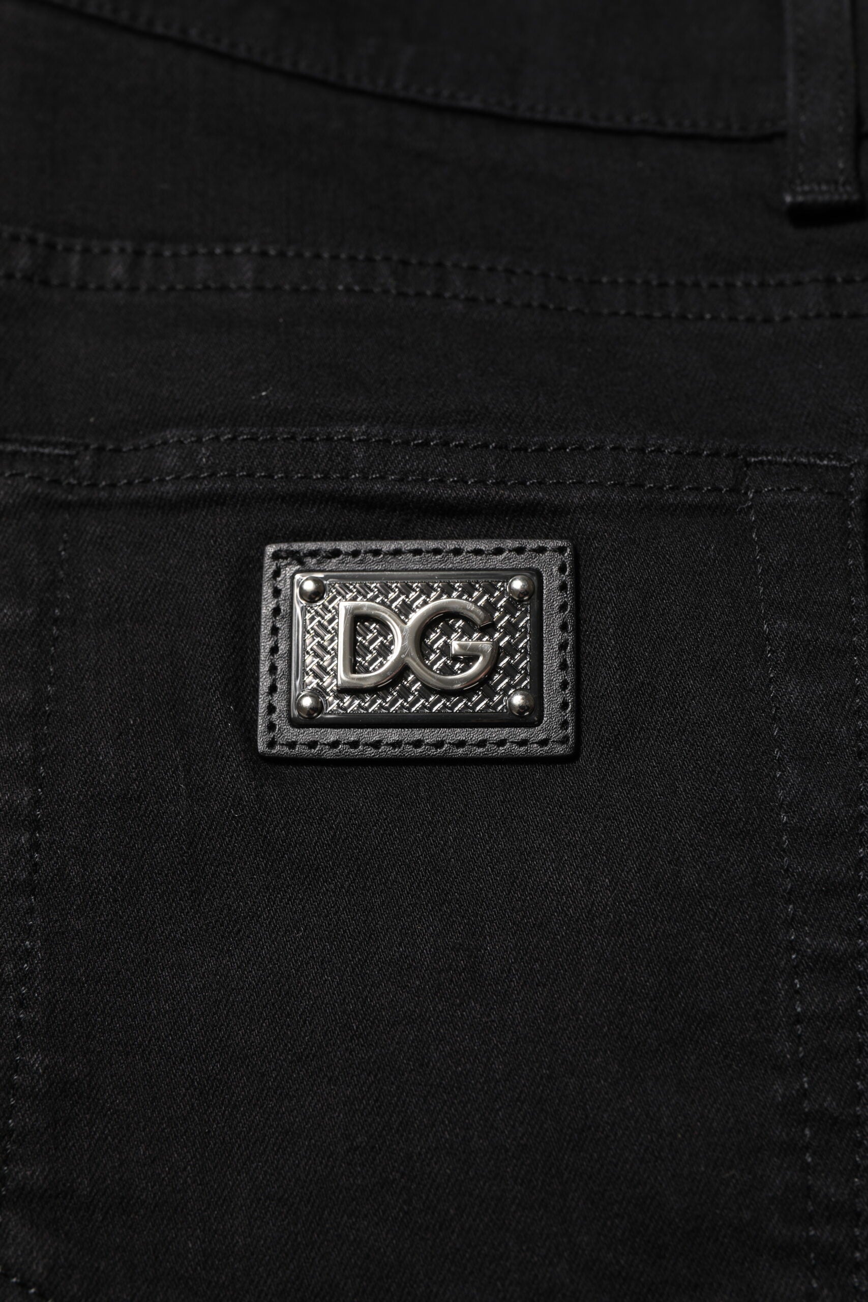Dolce & Gabbana Dark Blue Cotton Logo Plaque GOLD Denim Jeans | Regal Royce