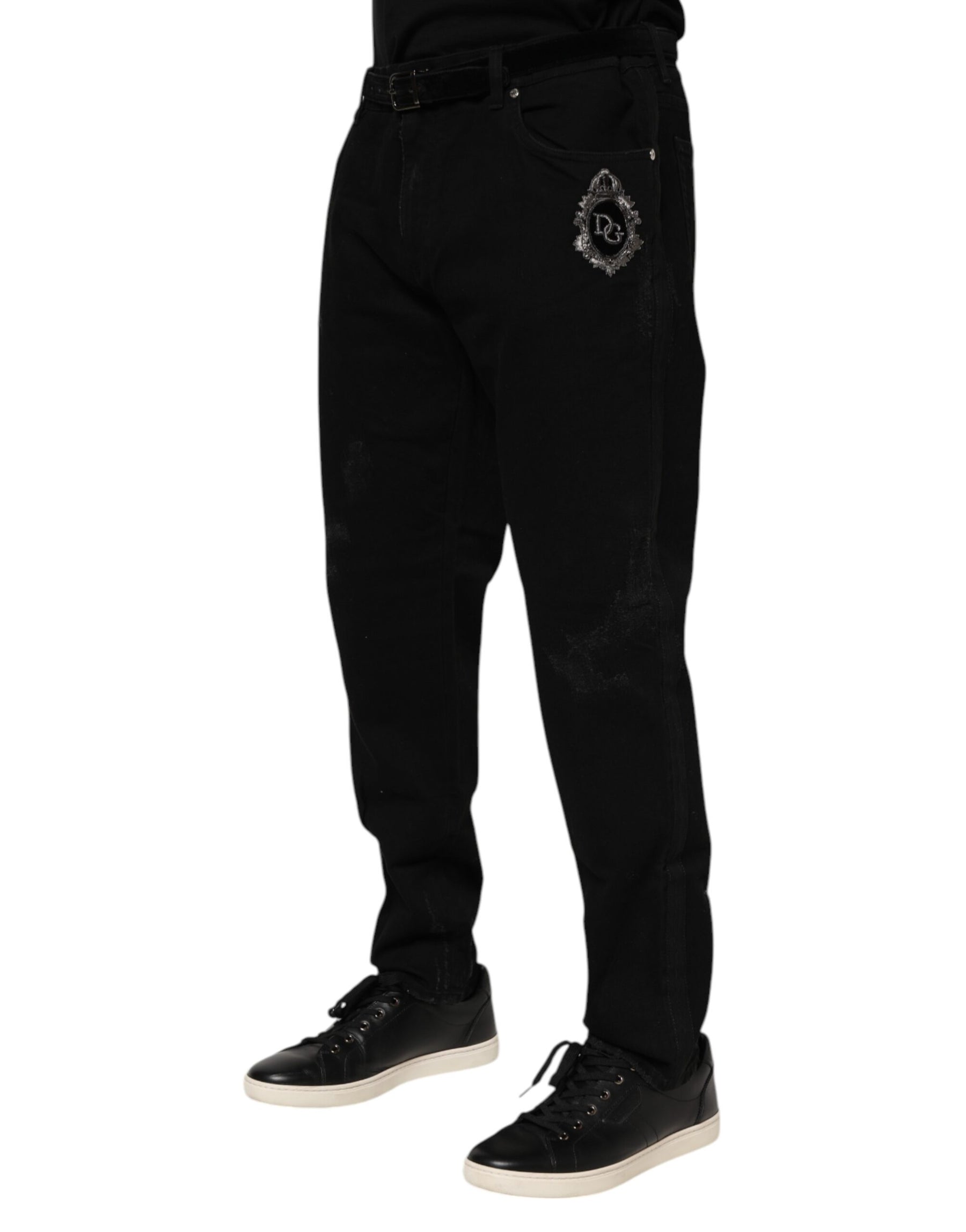 Dolce & Gabbana Black Cotton Skinny Men Denim Jeans | Regal Royce