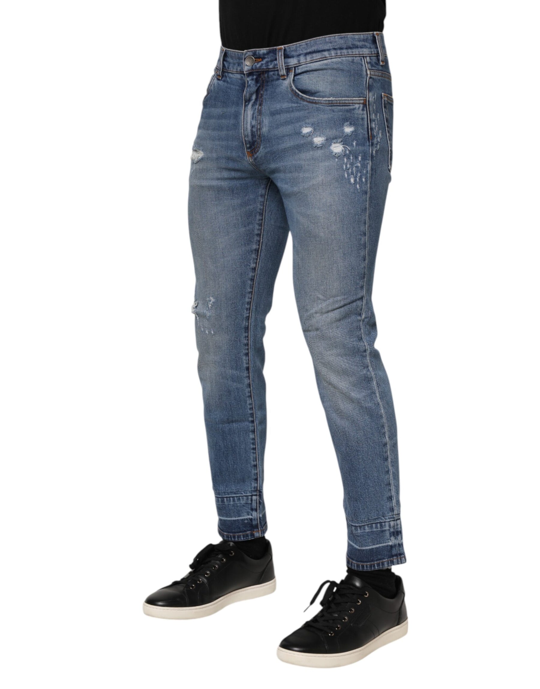 Dolce & Gabbana Blue Cotton Logo Plaque COMFORT Denim Jeans | Regal Royce