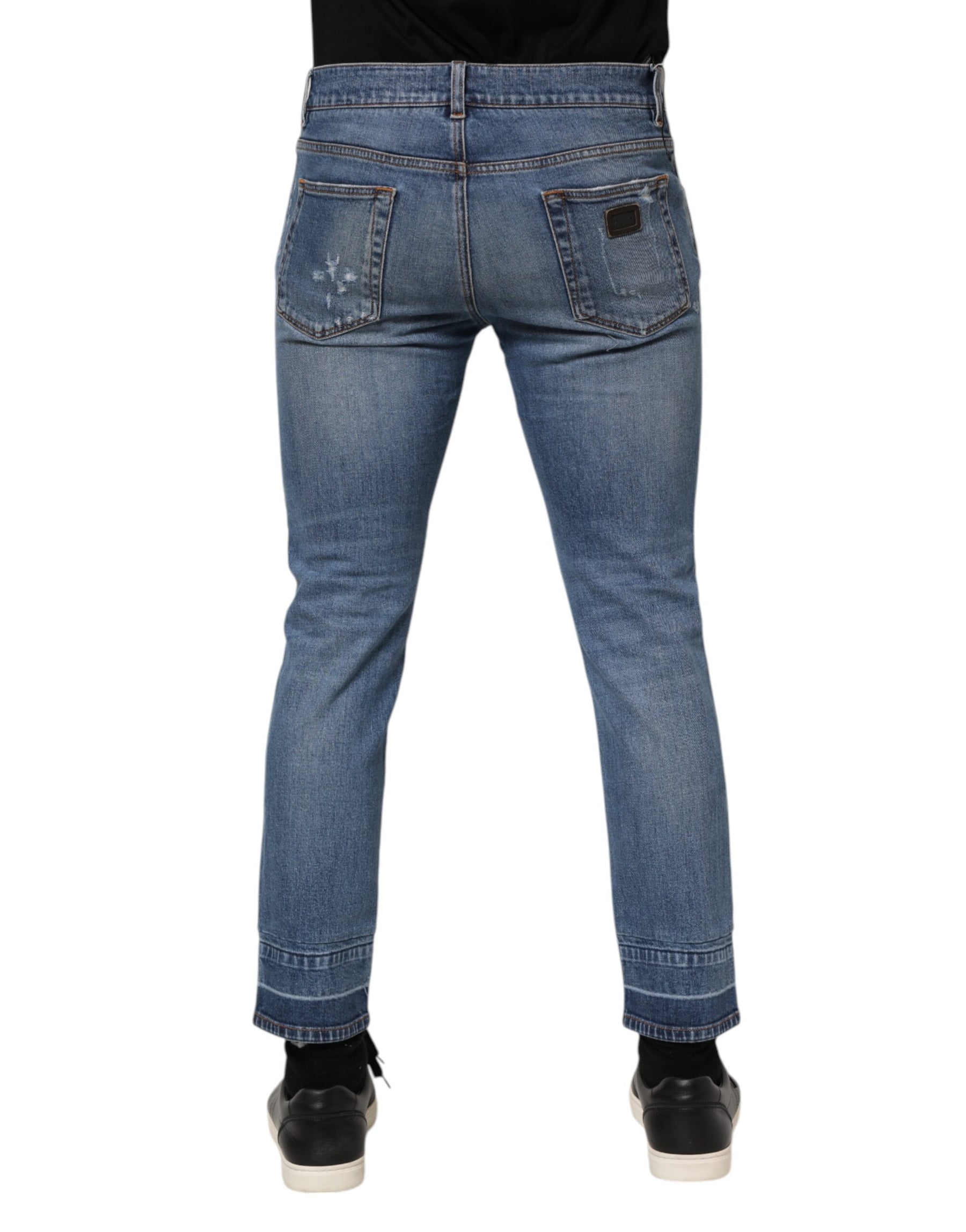 Dolce & Gabbana Blue Cotton Logo Plaque COMFORT Denim Jeans | Regal Royce