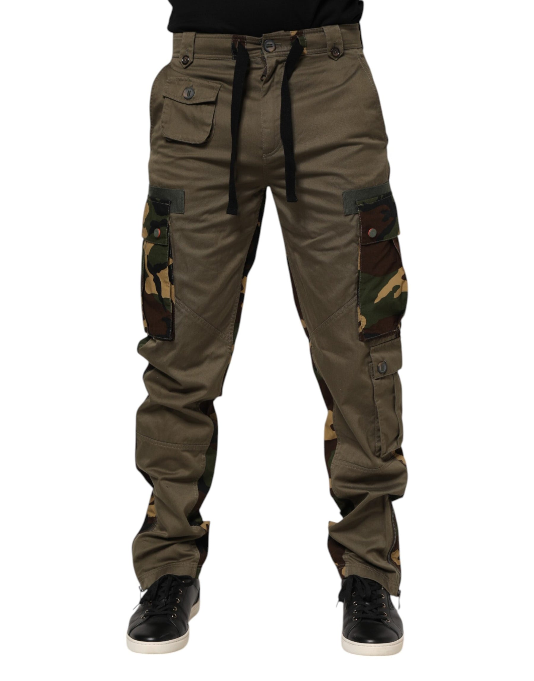 Dolce & Gabbana Brown Cotton Camouflage Cargo Pants | Regal Royce