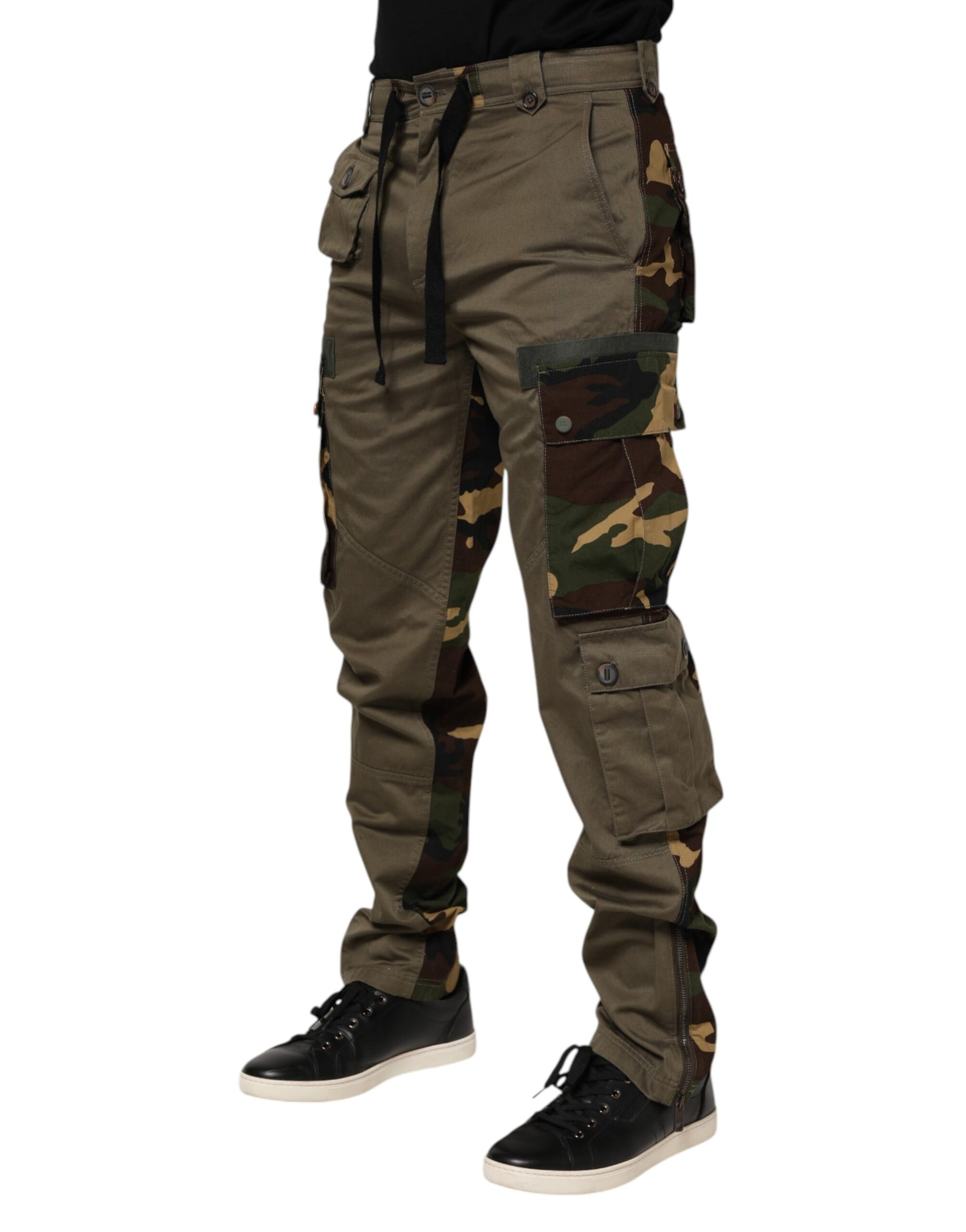 Dolce & Gabbana Brown Cotton Camouflage Cargo Pants | Regal Royce