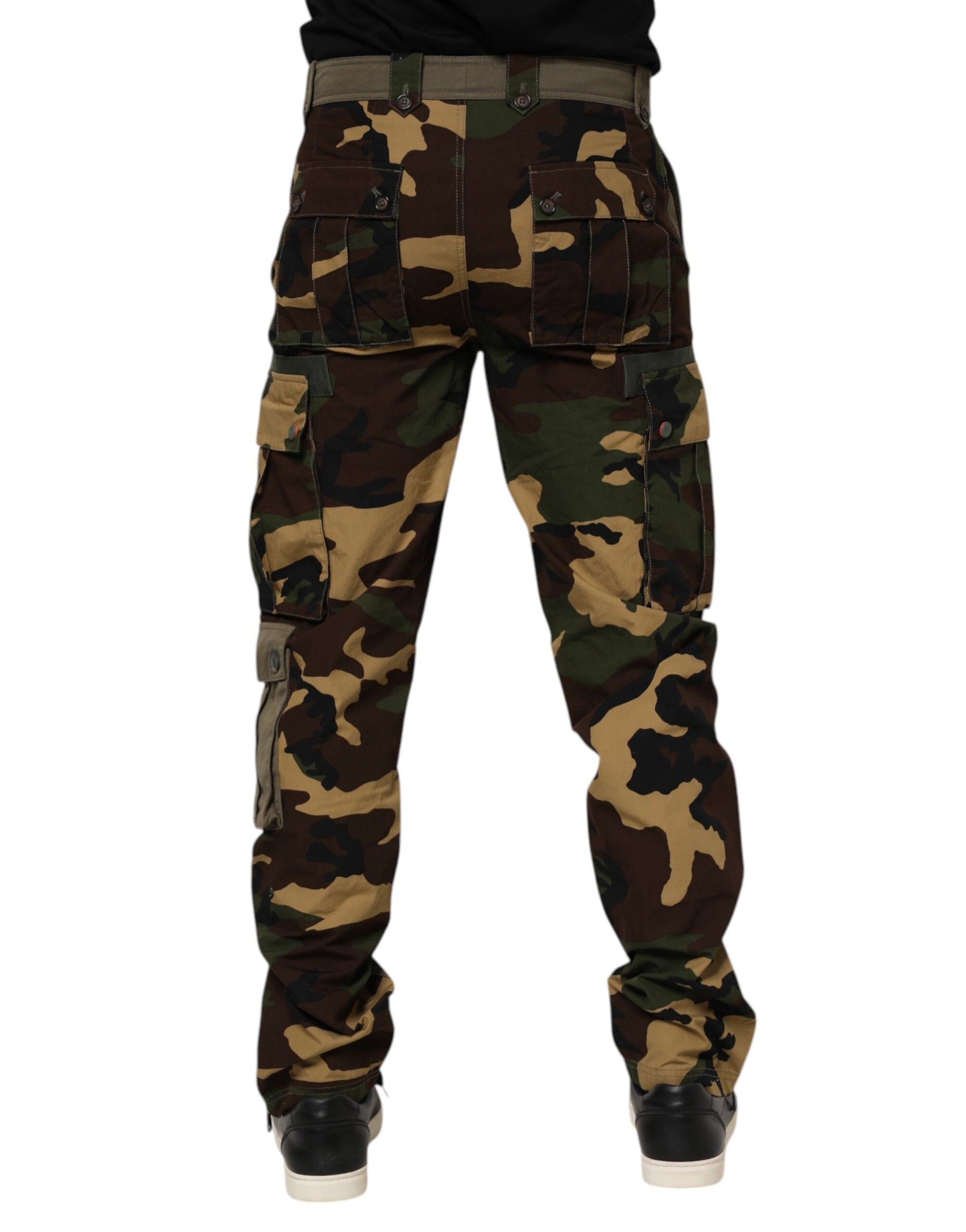 Dolce & Gabbana Brown Cotton Camouflage Cargo Pants | Regal Royce