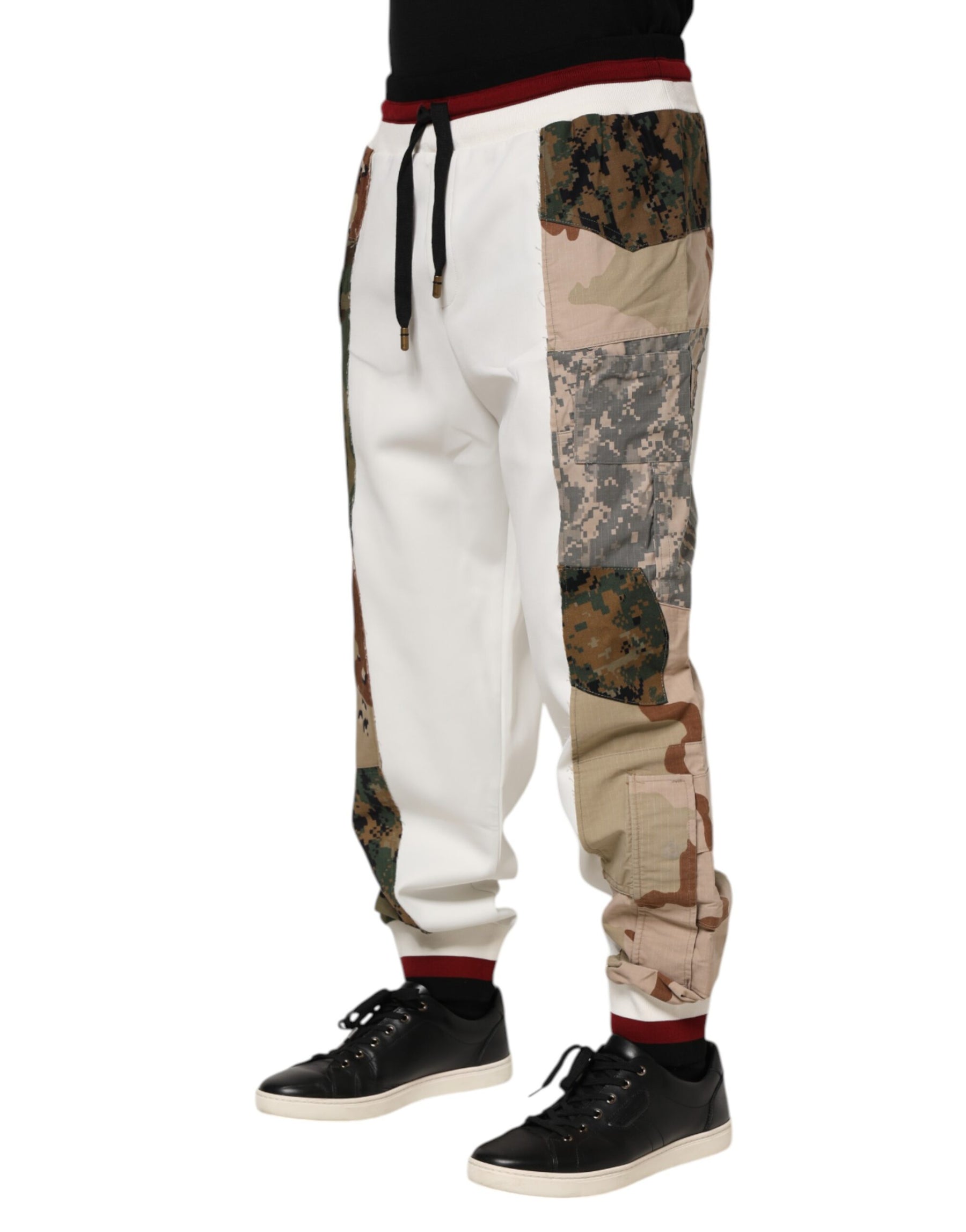 Dolce & Gabbana White Patchwork Jogger Pants | Regal Royce