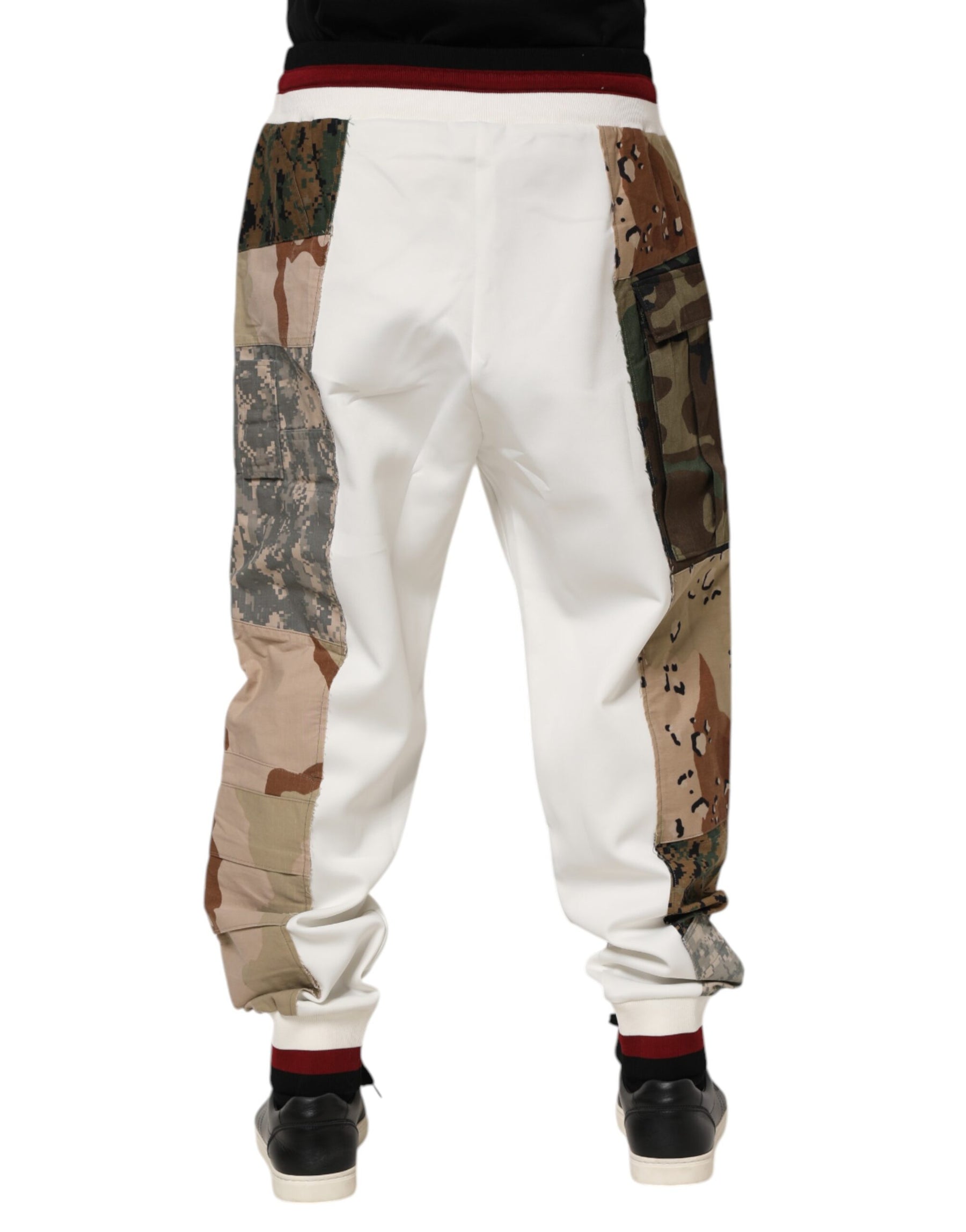 Dolce & Gabbana White Patchwork Jogger Pants | Regal Royce