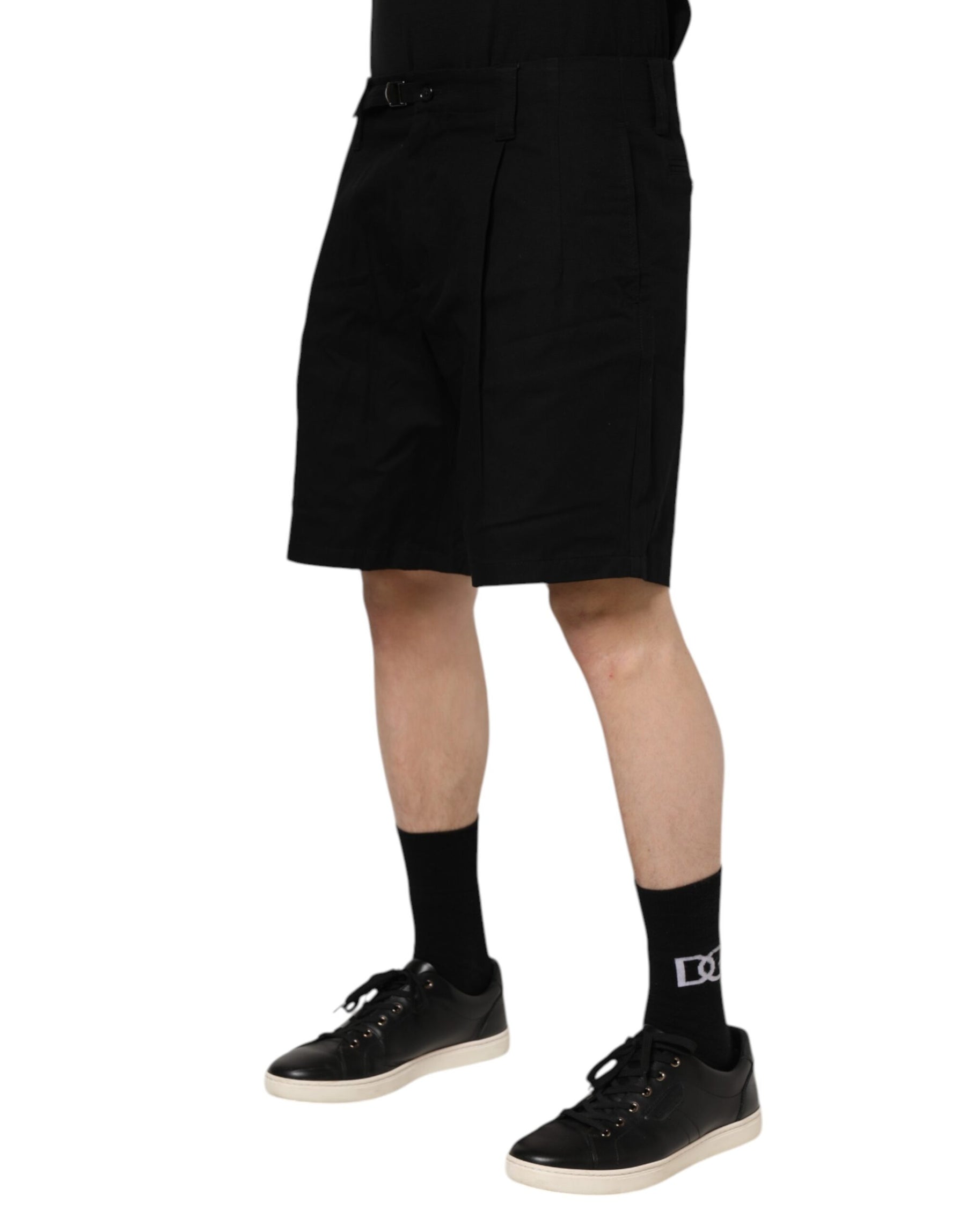 Dolce & Gabbana Black Cotton Knee Length Men Bermuda Shorts | Regal Royce