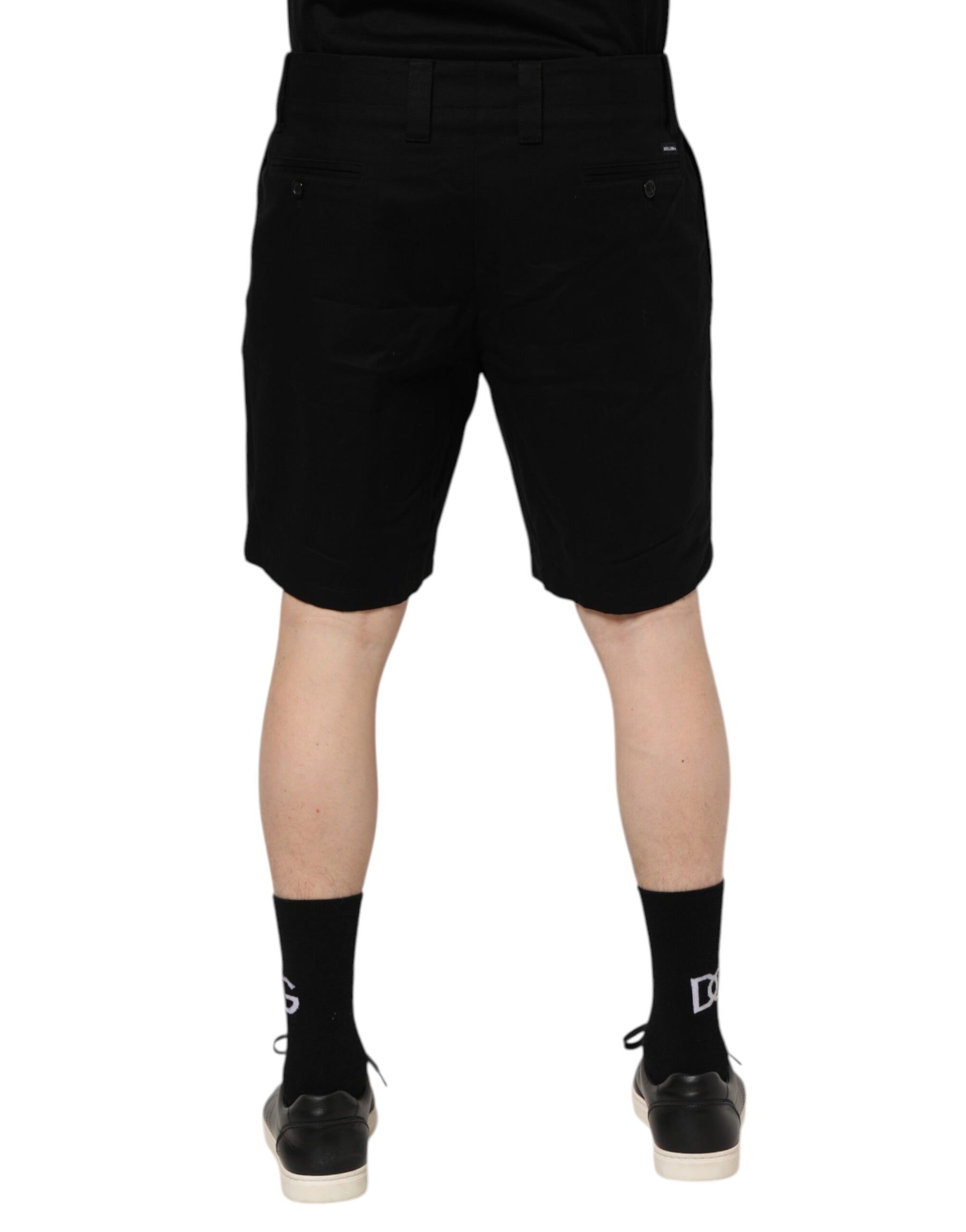 Dolce & Gabbana Black Cotton Knee Length Men Bermuda Shorts | Regal Royce