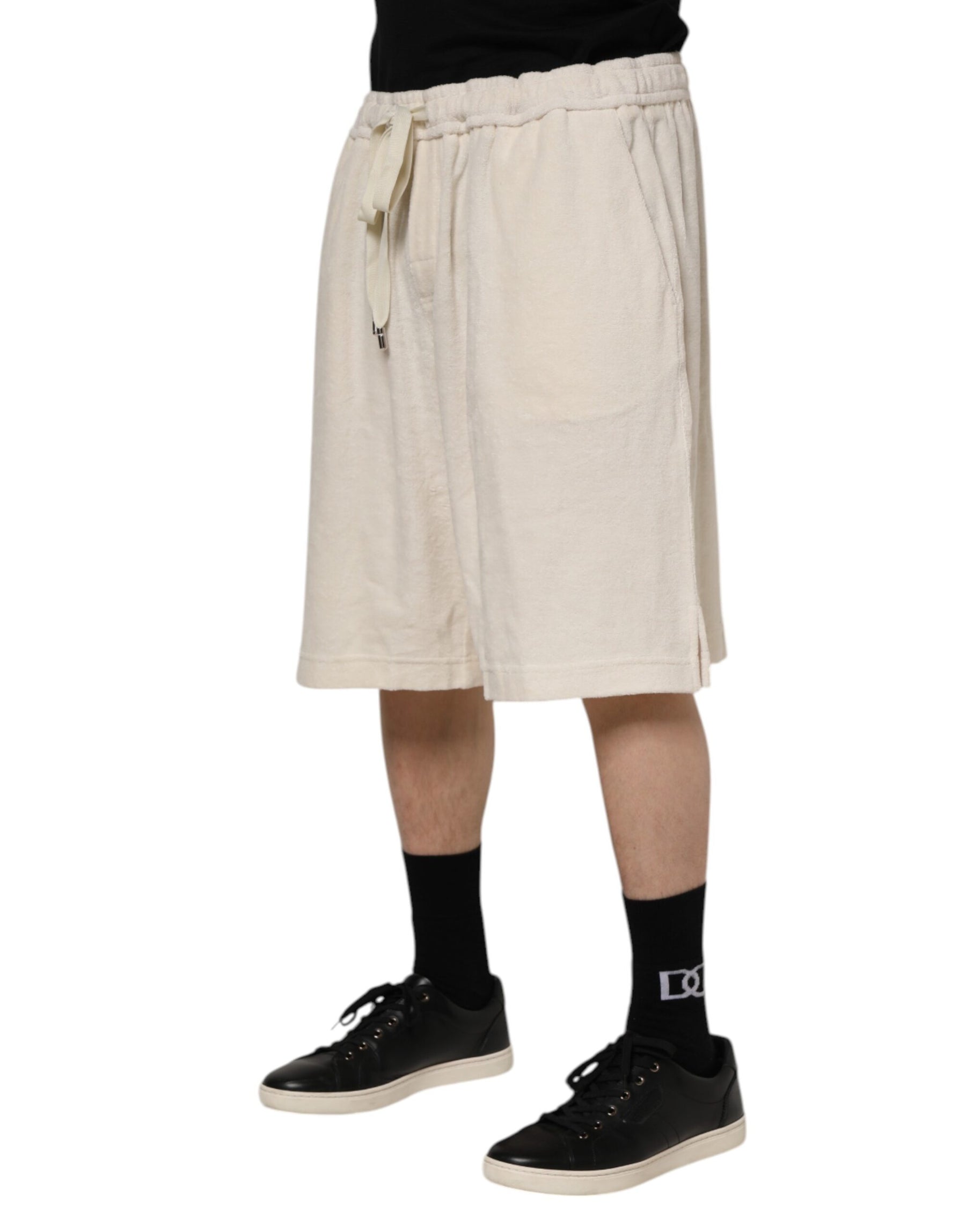 Dolce & Gabbana Ivory Cotton Men Bermuda Sweatshorts Shorts | Regal Royce