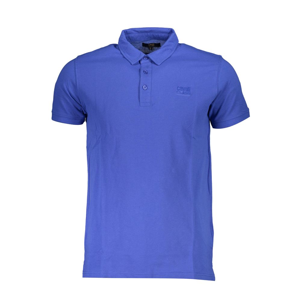 Cavalli Class Blue Cotton Men Polo Shirt | Regal Royce