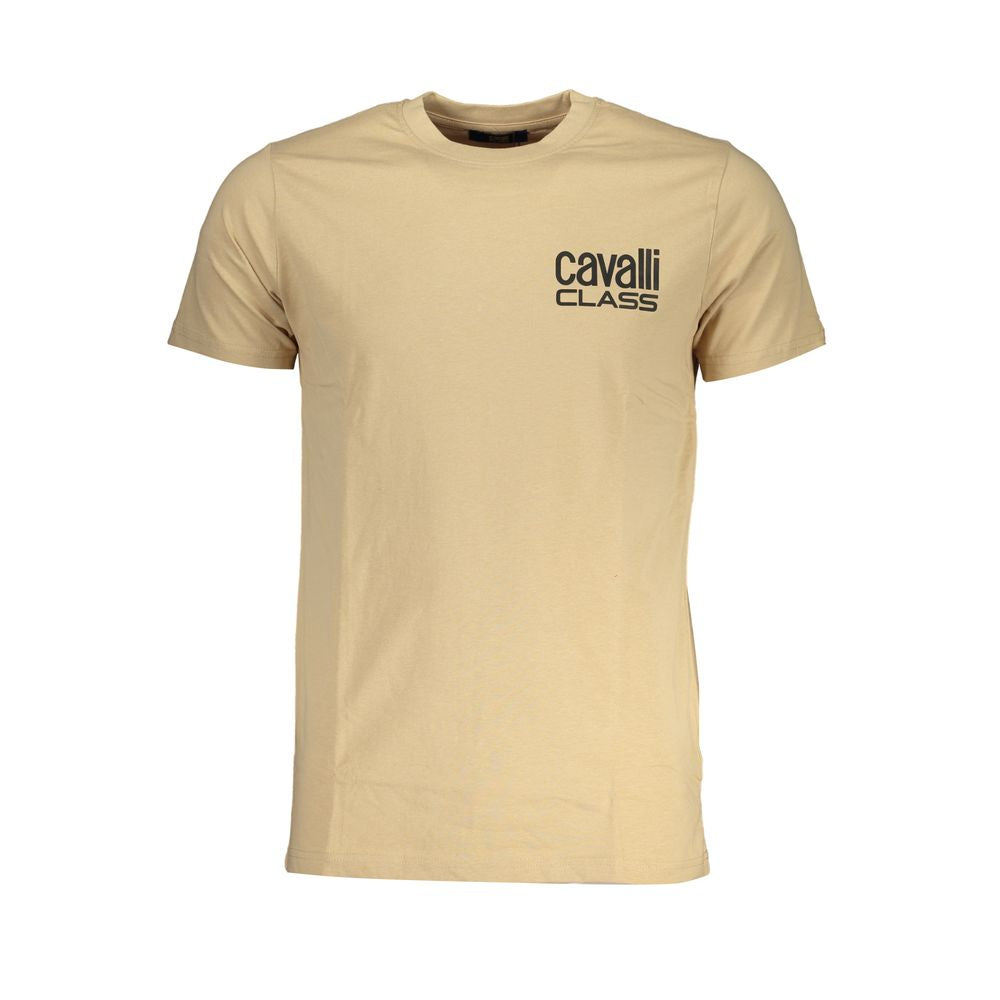 Cavalli Class Beige Cotton Men T-Shirt | Regal Royce