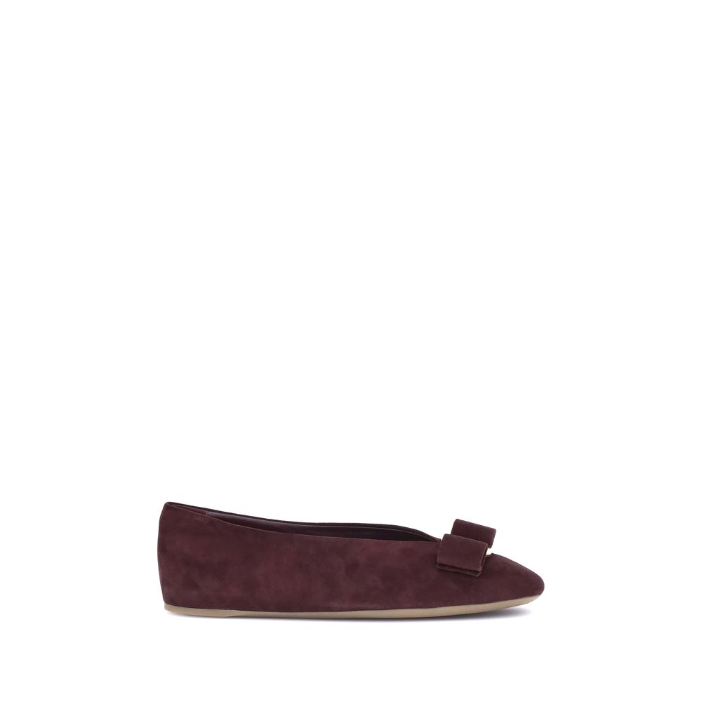Ferragamo Bordeaux Goatskin Ballet Flats | Regal Royce