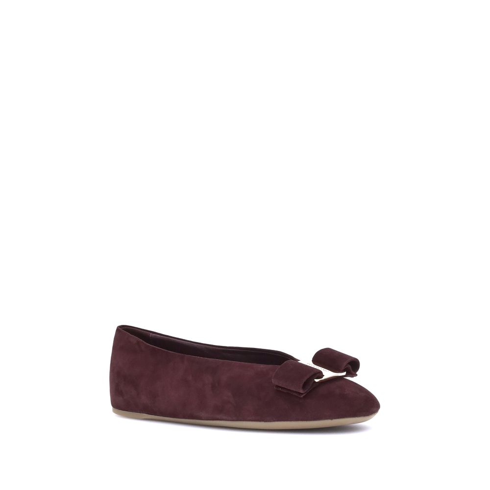 Ferragamo Bordeaux Goatskin Ballet Flats | Regal Royce